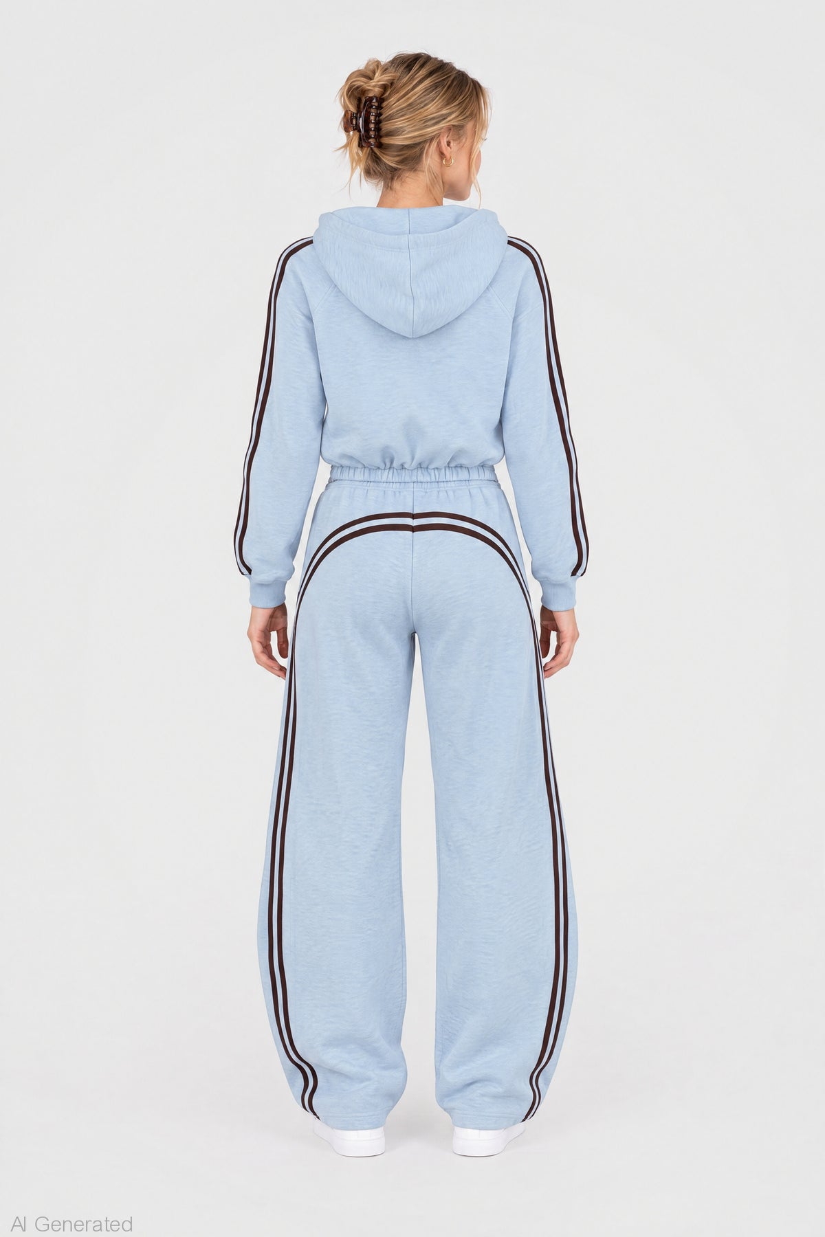 Alt View 2. Striped Trim Barrel Leg Jogger - Light Blue