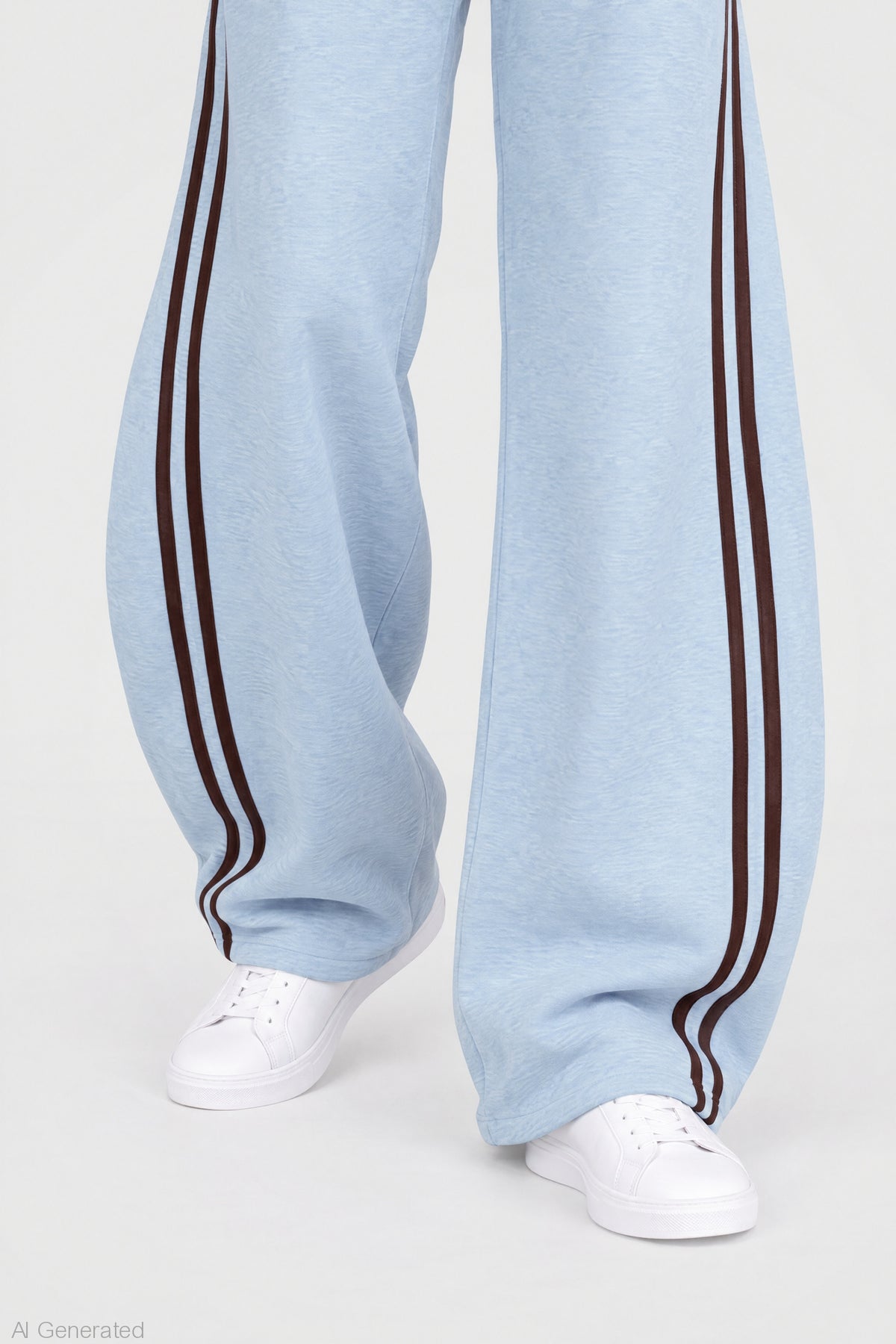 Alt View 4. Striped Trim Barrel Leg Jogger - Light Blue