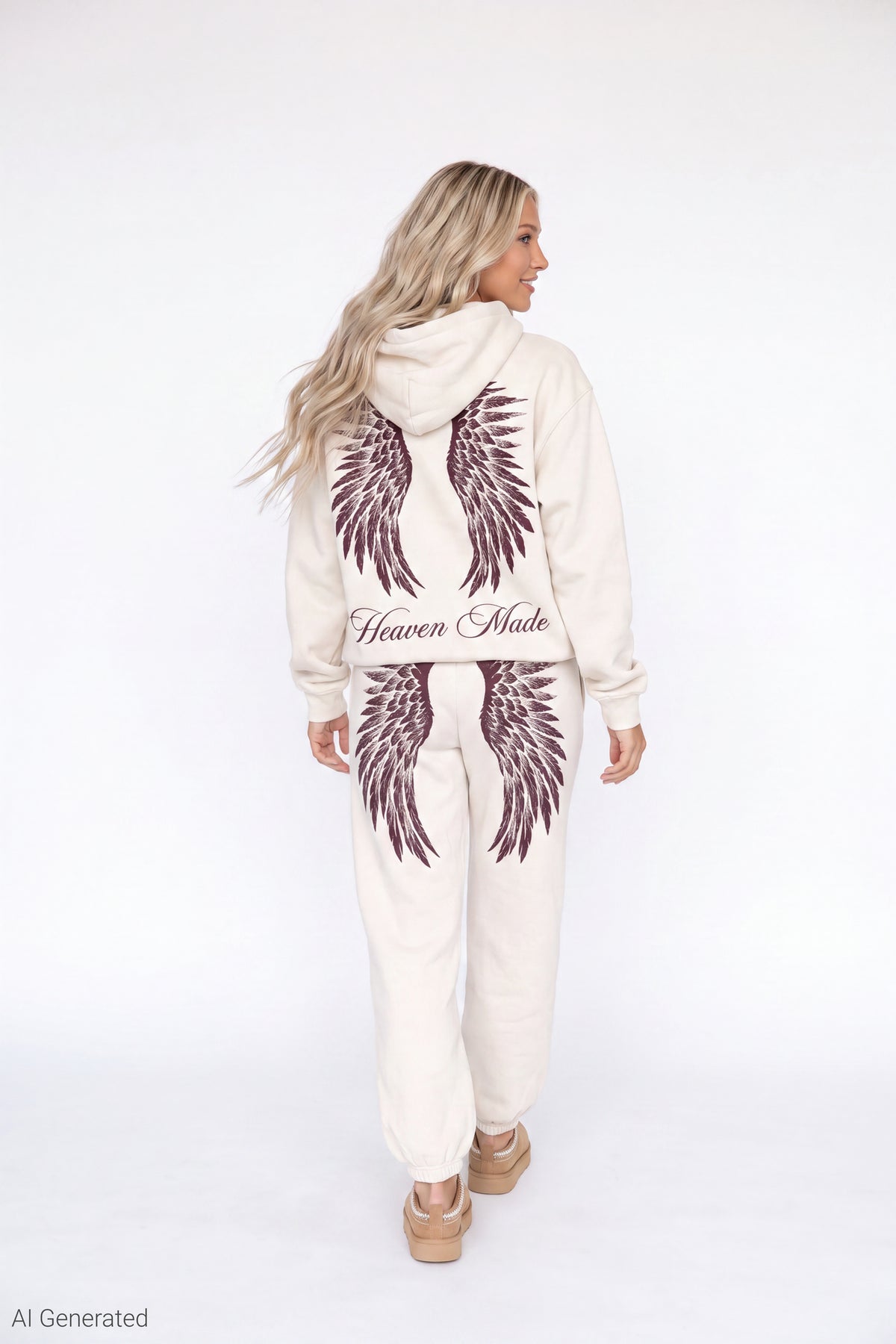Alt View 2. Fleece Graphic Boyfriend Jogger - White