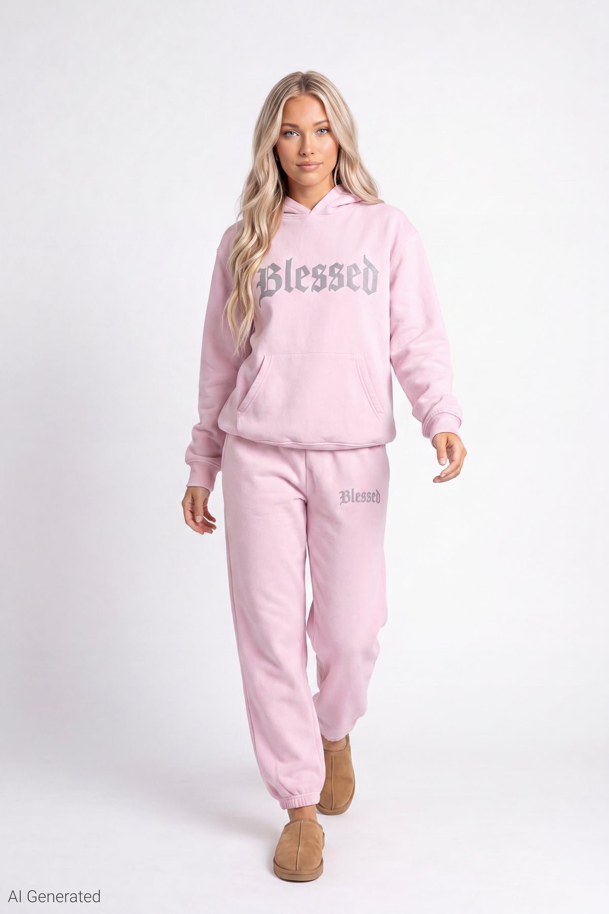 Fleece Graphic Boyfriend Jogger - Pink