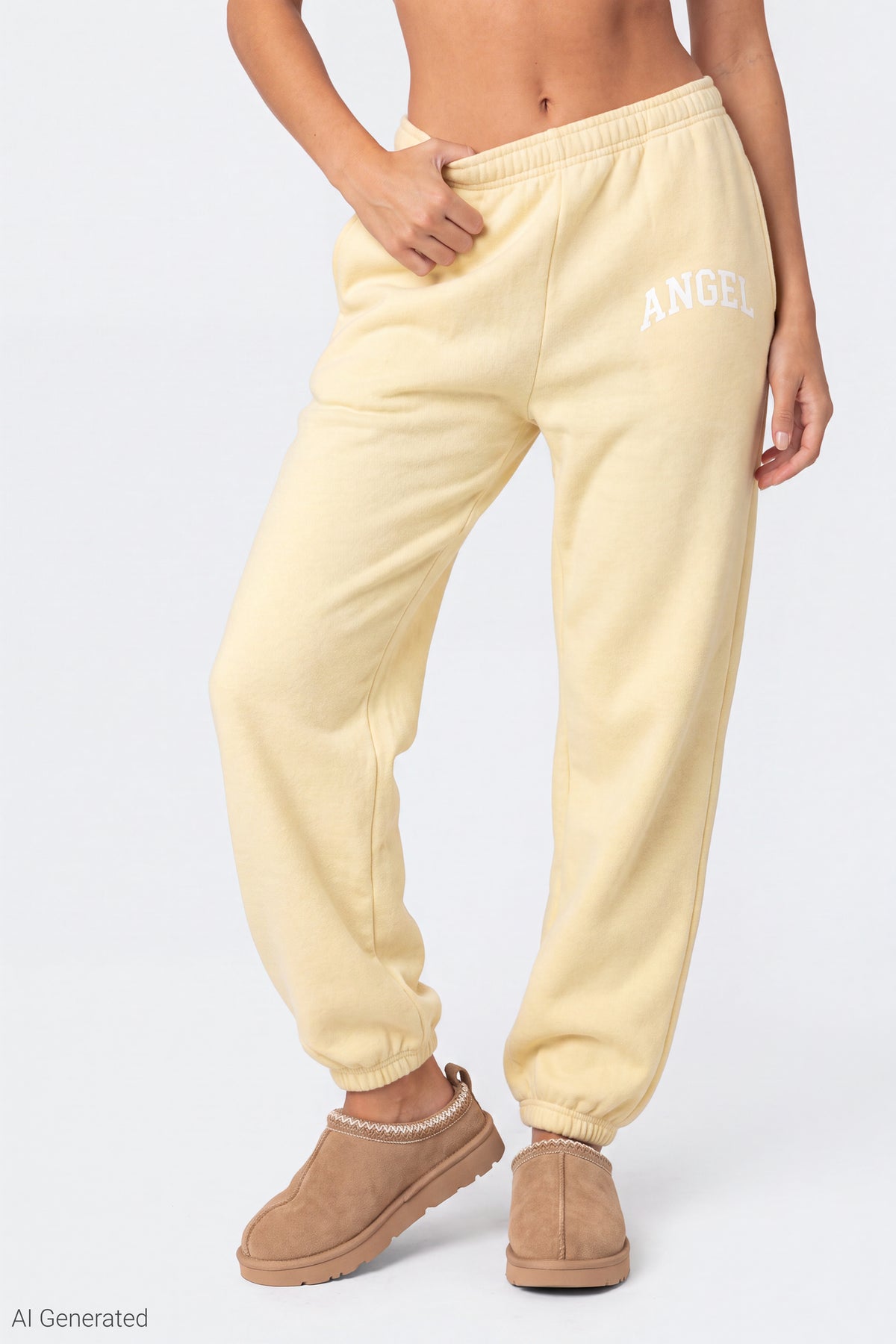 Alt View 3. Fleece Graphic Boyfriend Jogger - Yellow