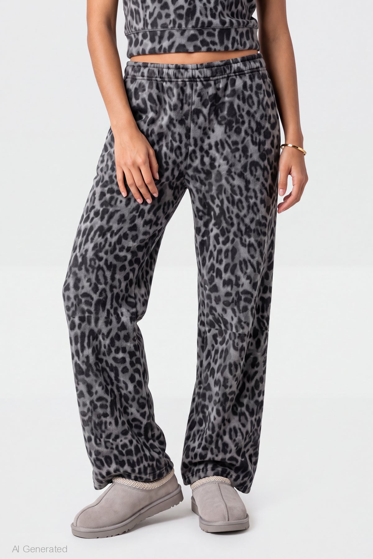 Alt View 3. Wide Leg Fleece Sweatpant - Dark Grey
