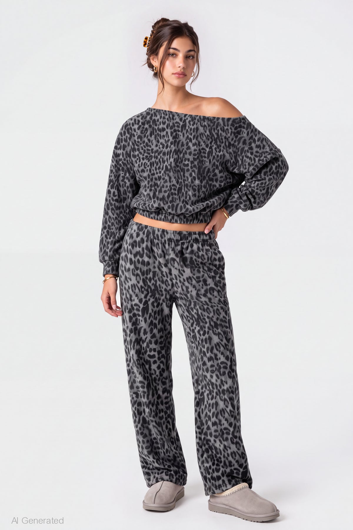 Wide Leg Fleece Sweatpant - Dark Grey