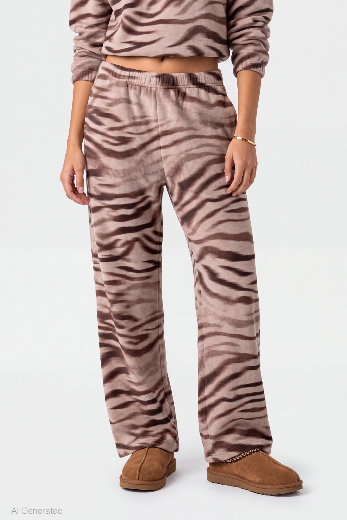 Alt View 3. Wide Leg Fleece Sweatpant - Light Brown