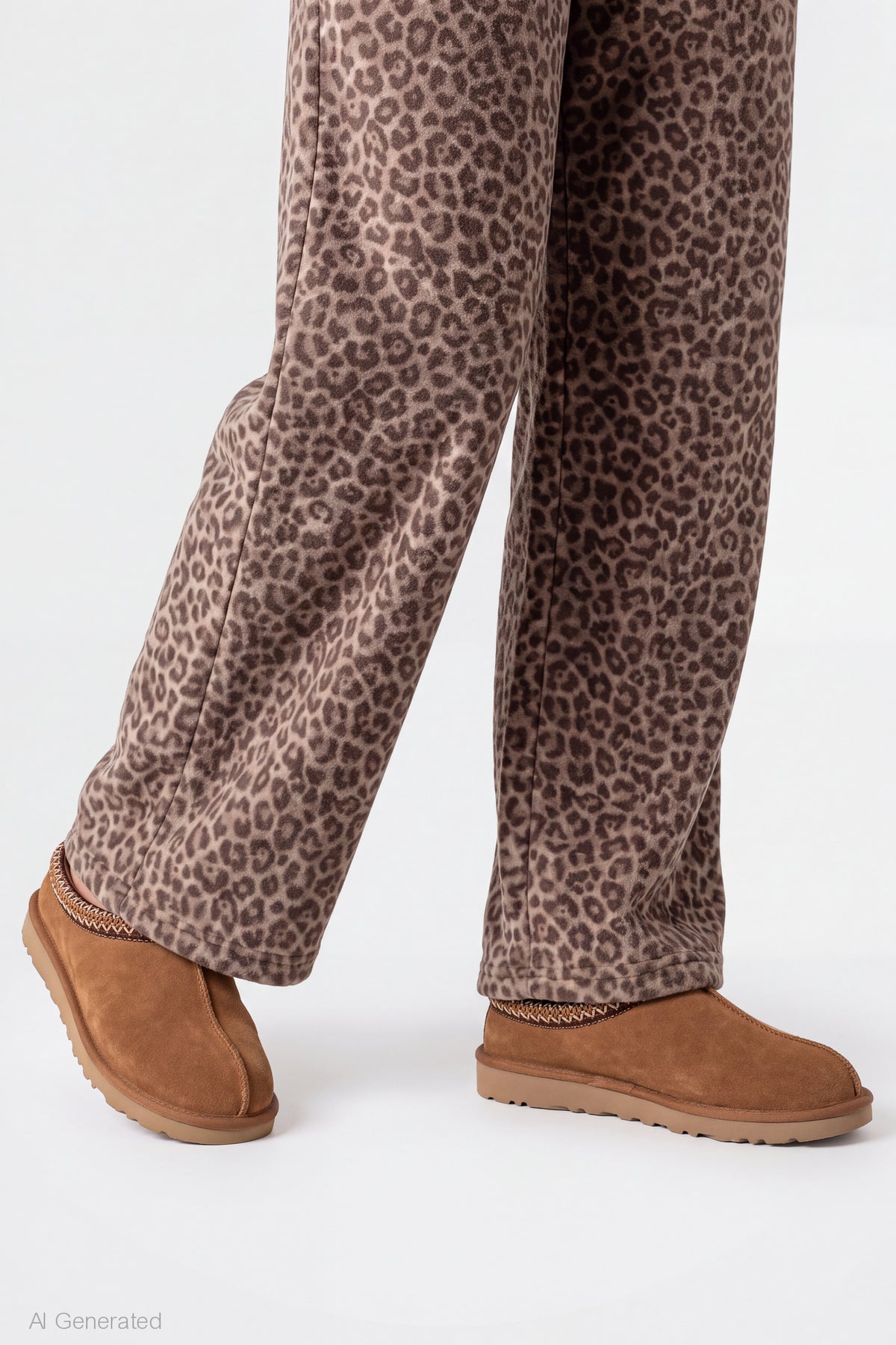 Alt View 4. Wide Leg Fleece Sweatpant - Leopard