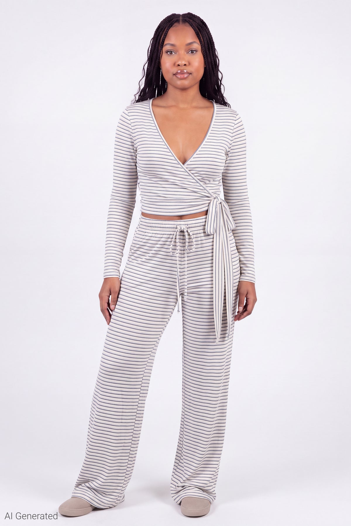 Alt View 2. Soft Long Sleeve Wrap Top - Ivory