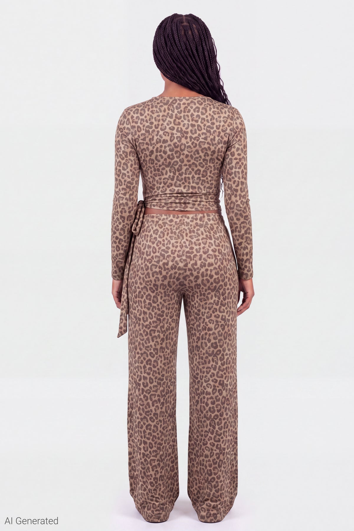 Alt View 3. Soft Long Sleeve Wrap Top - Leopard