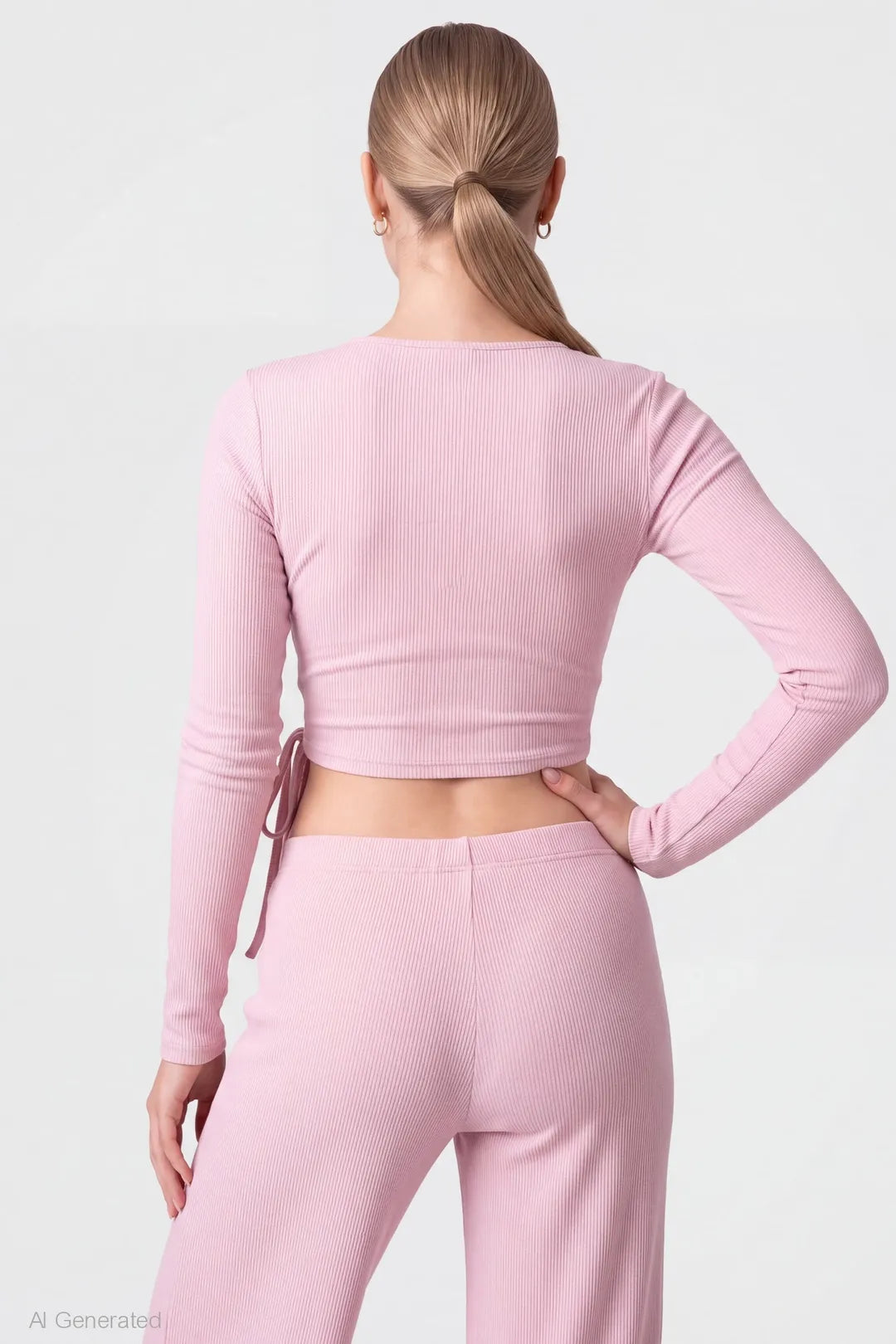 Alt View 2. Soft Long Sleeve Wrap Top - Pink
