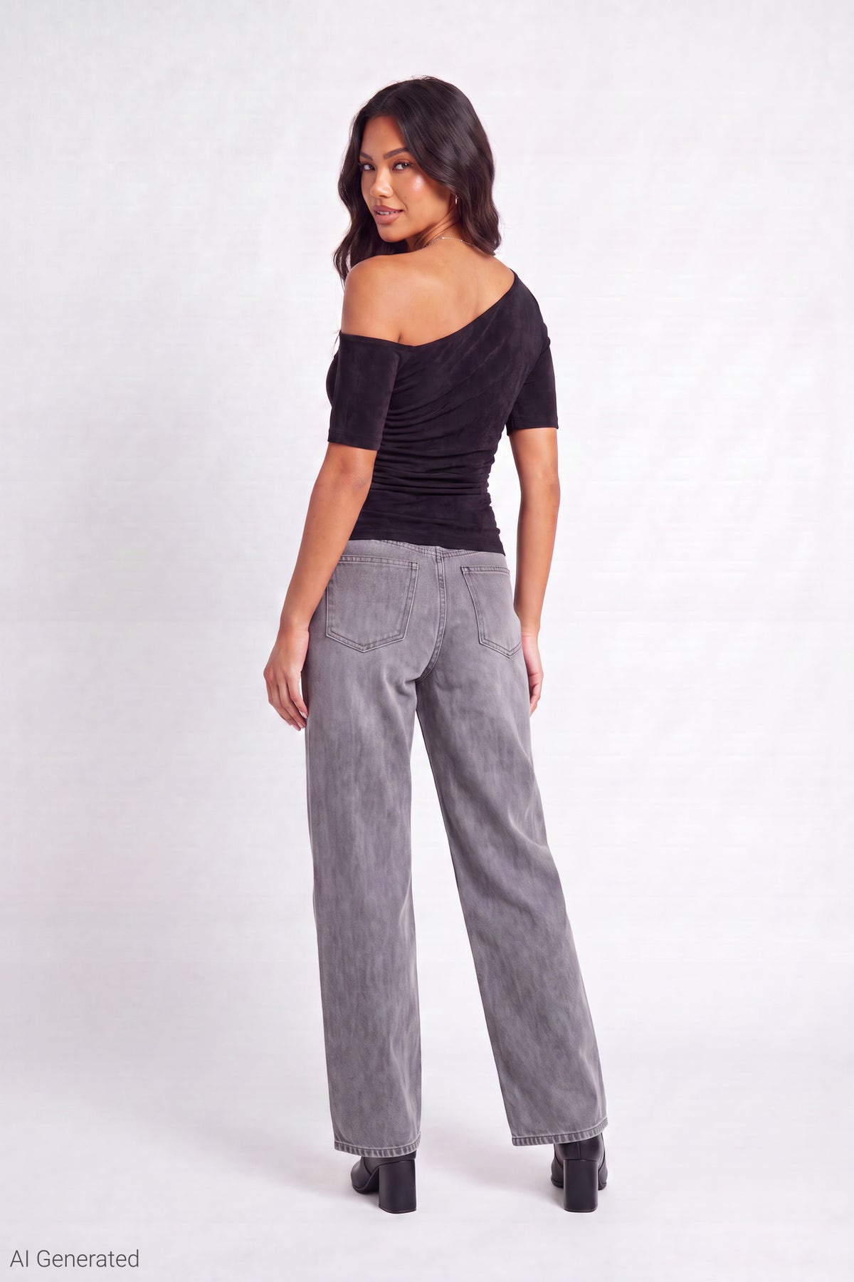 Alt View 3. Slinky Off Shoulder Top - Black