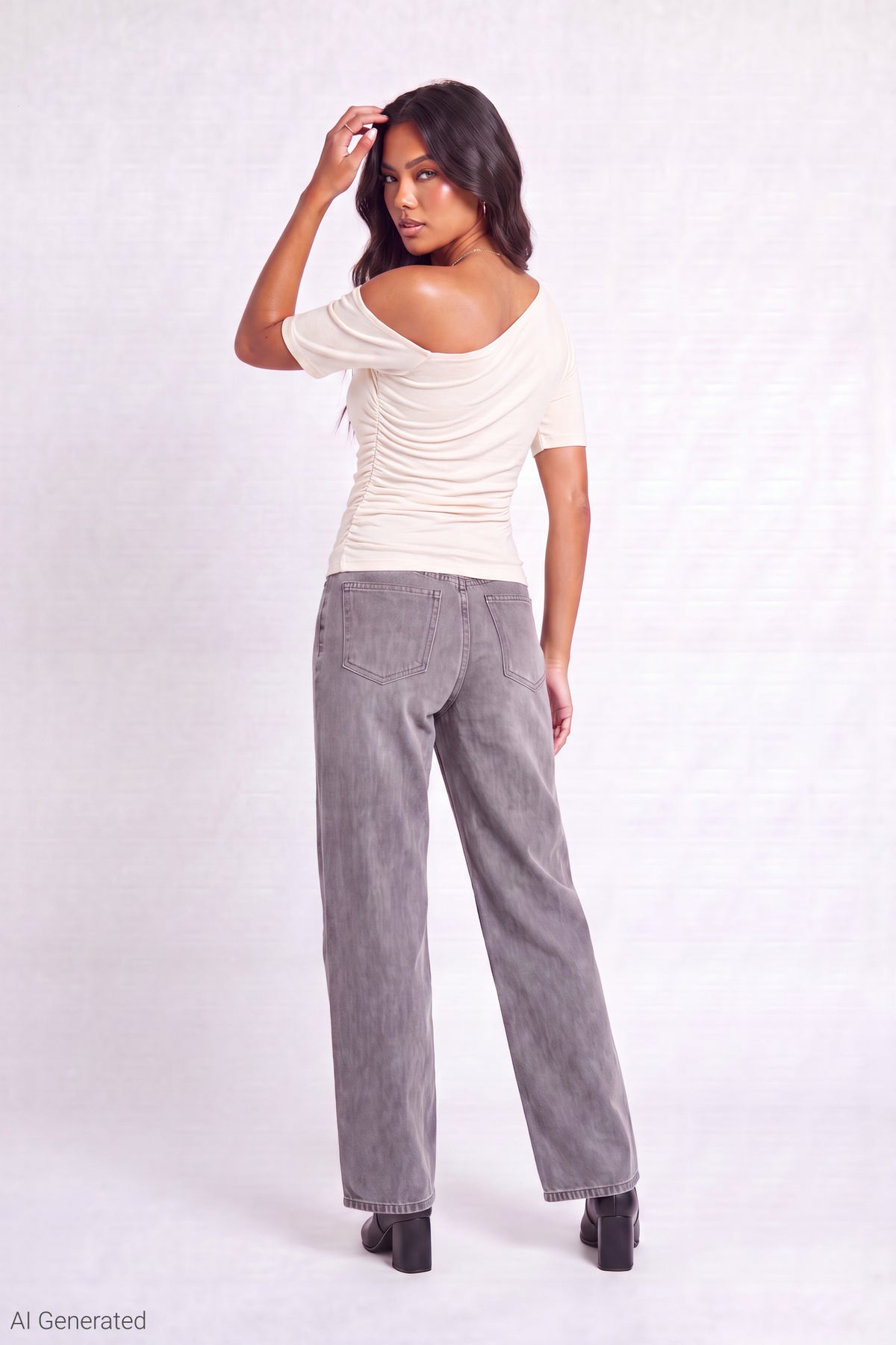Alt View 3. Slinky Off Shoulder Top - Cream