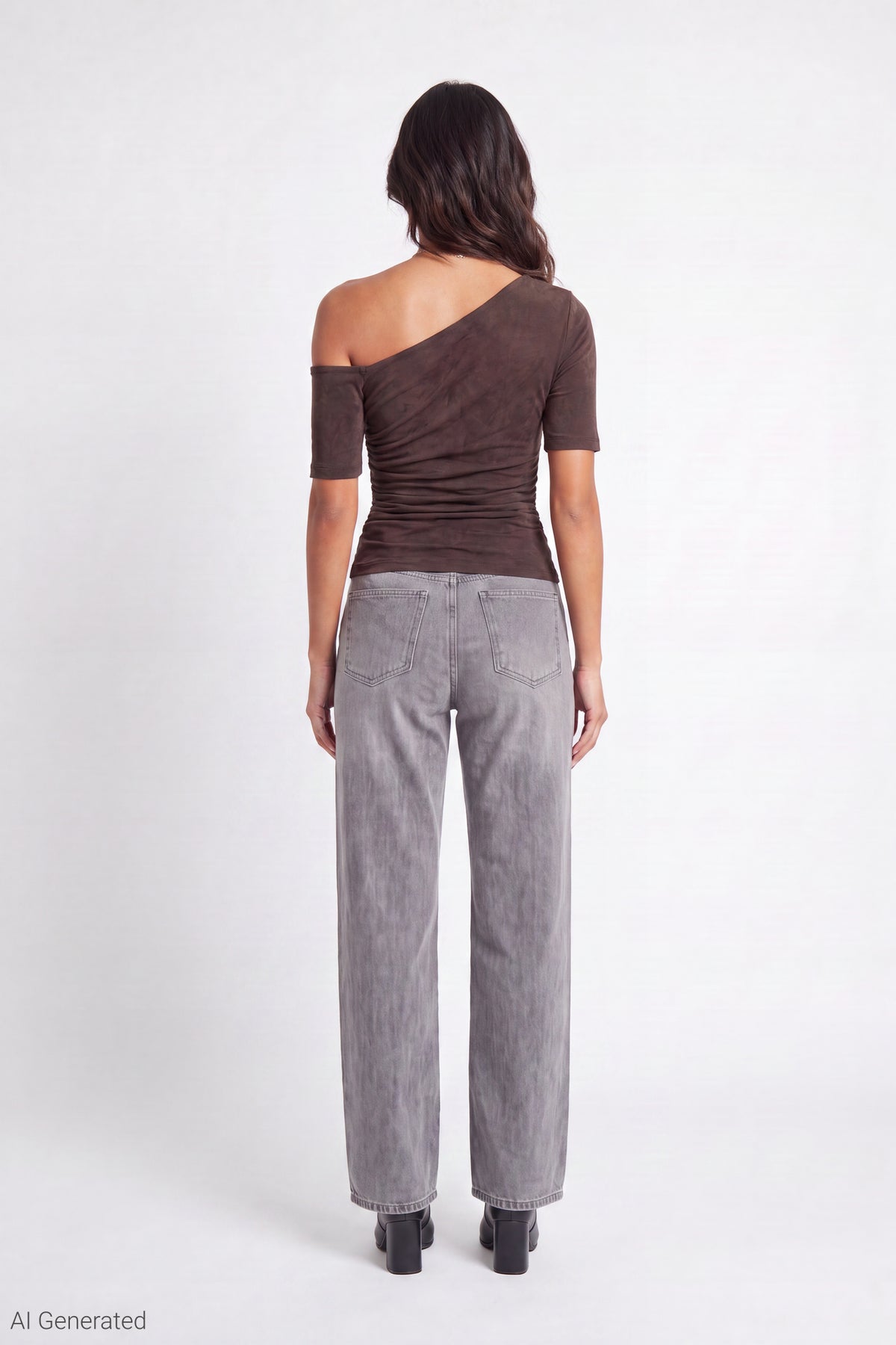 Alt View 3. Slinky Off Shoulder Top - Brown