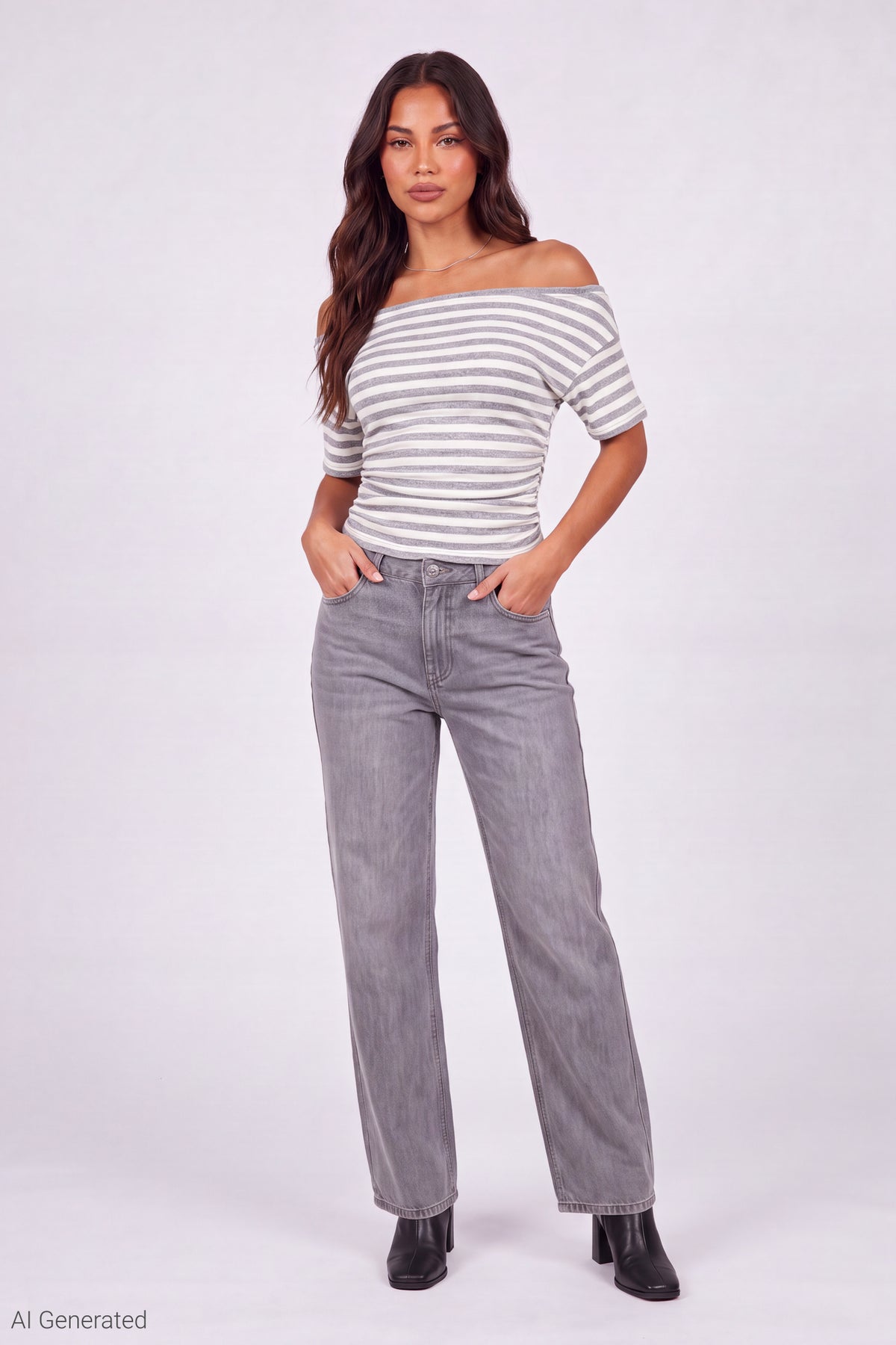 Alt View 2. Slinky Off Shoulder Top - Ivory