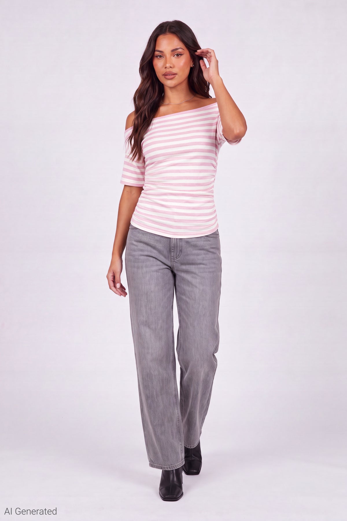 Alt View 2. Slinky Off Shoulder Top - Pink