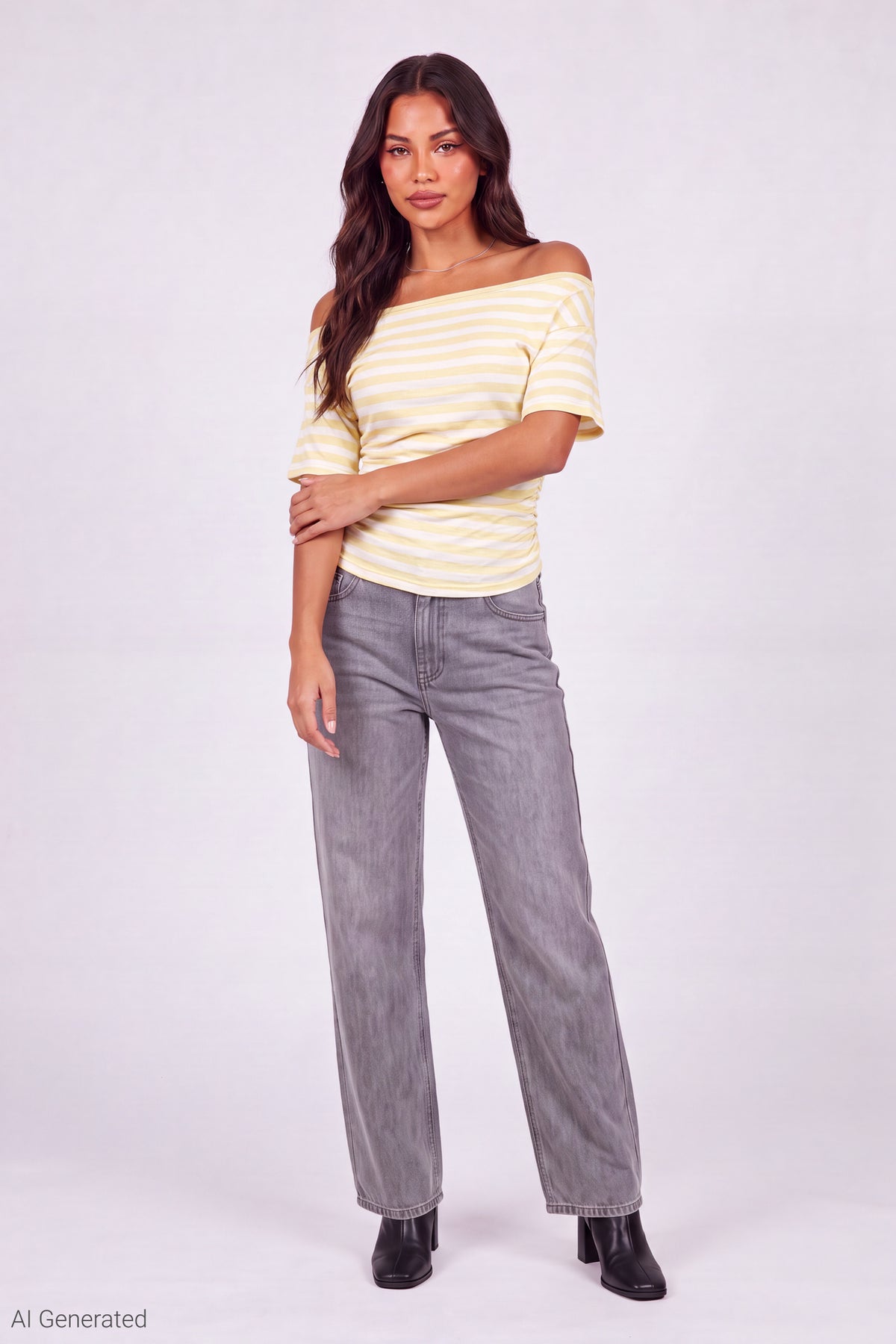 Alt View 2. Slinky Off Shoulder Top - Yellow