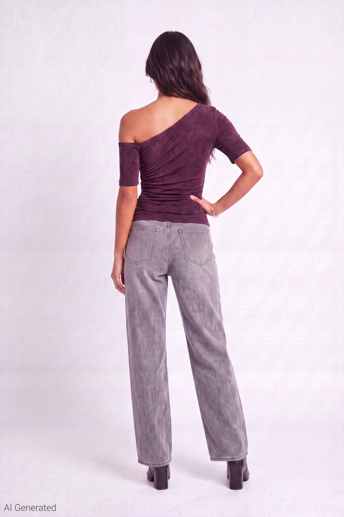Alt View 3. Slinky Off Shoulder Top - Burgundy