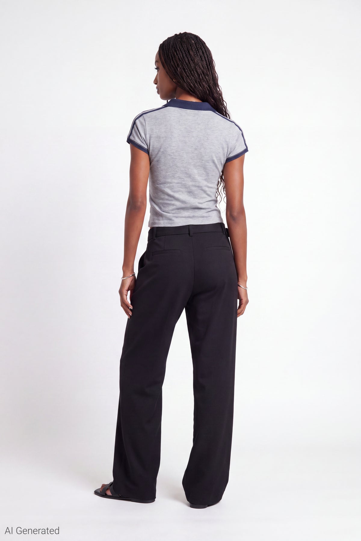 Alt View 3. Embroidered Johnny Collar Polo - Heather Grey