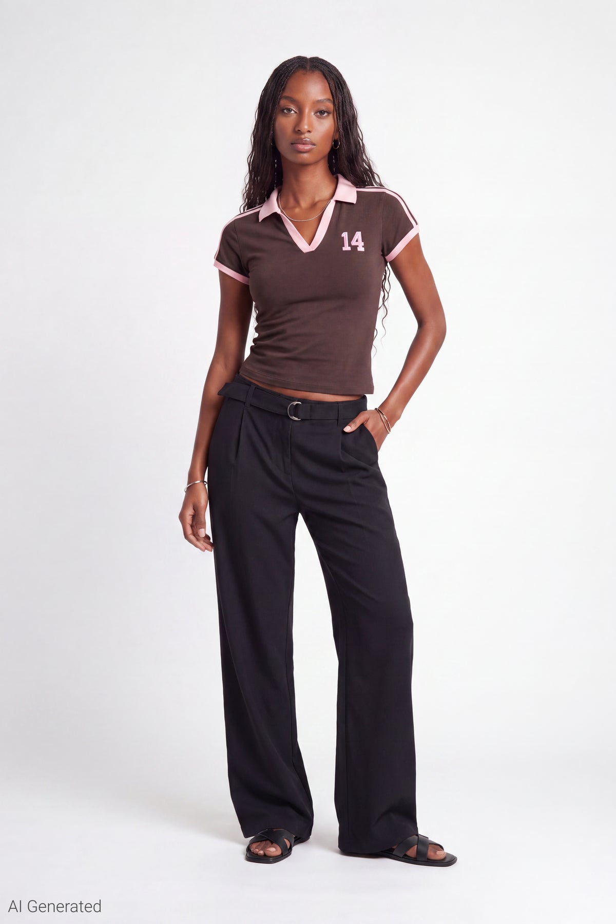 Alt View 2. Embroidered Johnny Collar Polo - Brown