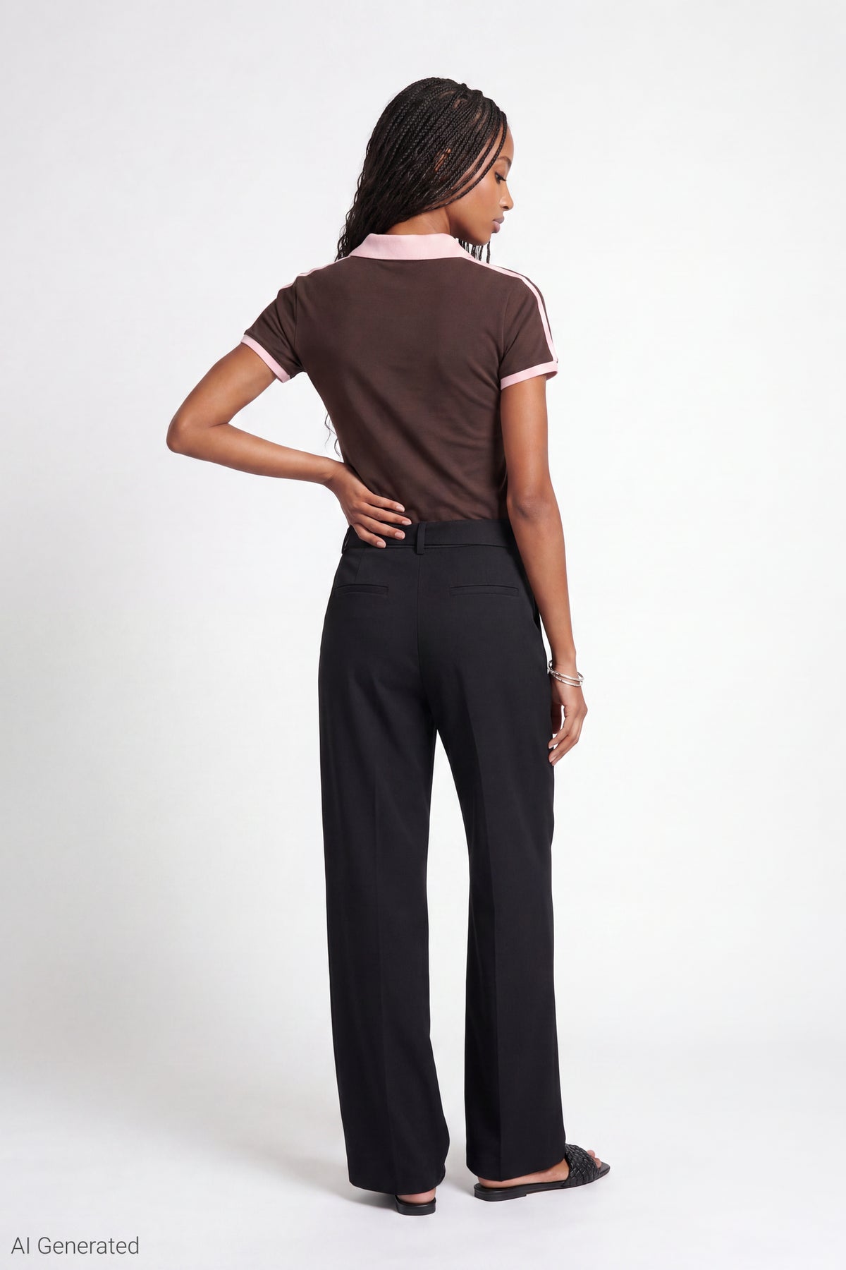 Alt View 3. Embroidered Johnny Collar Polo - Brown
