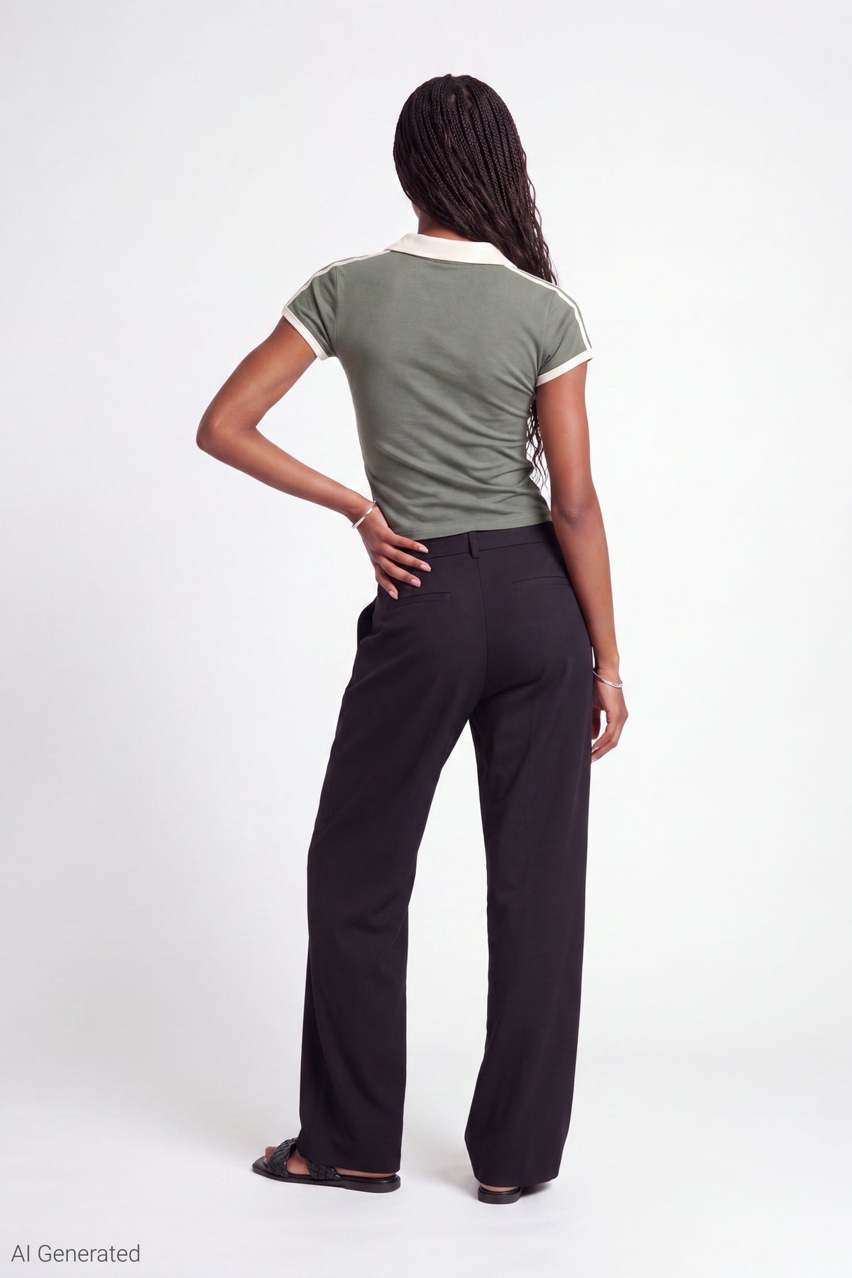 Alt View 3. Embroidered Johnny Collar Polo - Dark Green