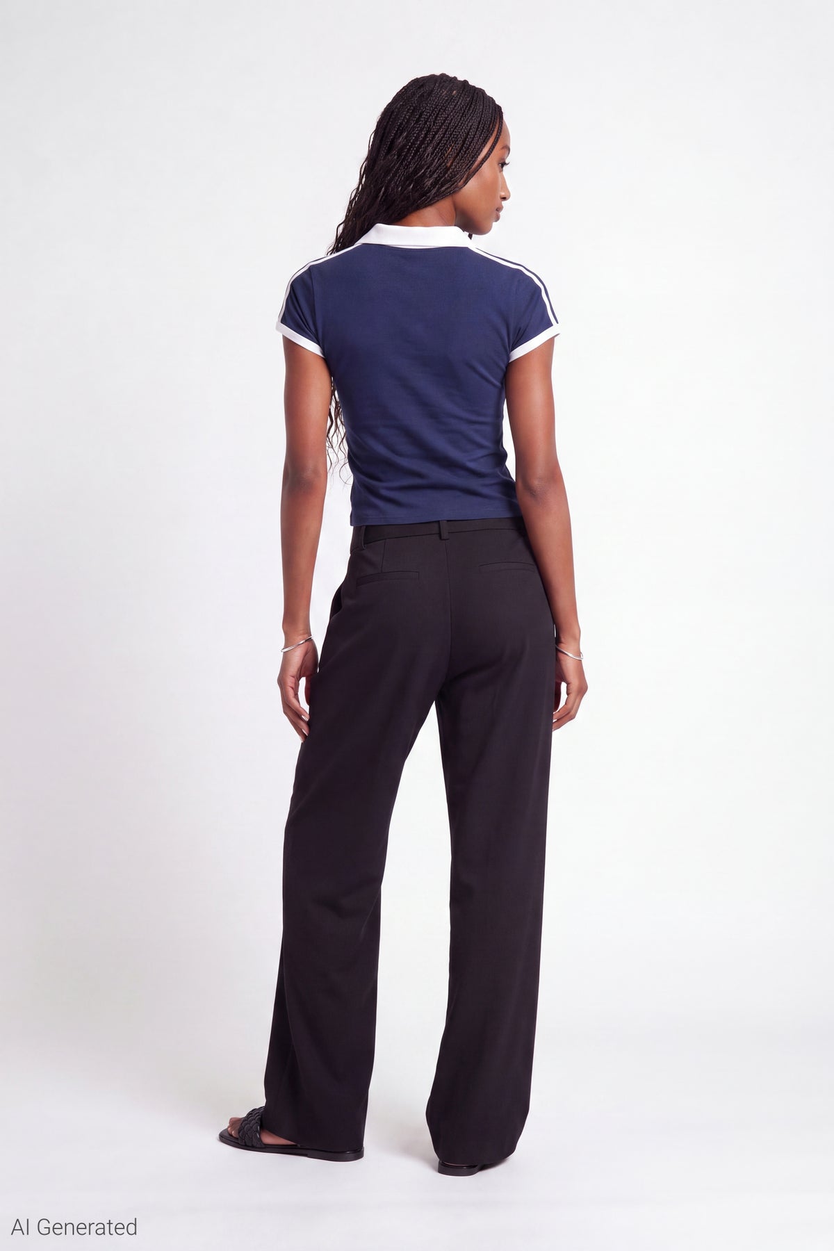 Alt View 3. Embroidered Johnny Collar Polo - Navy
