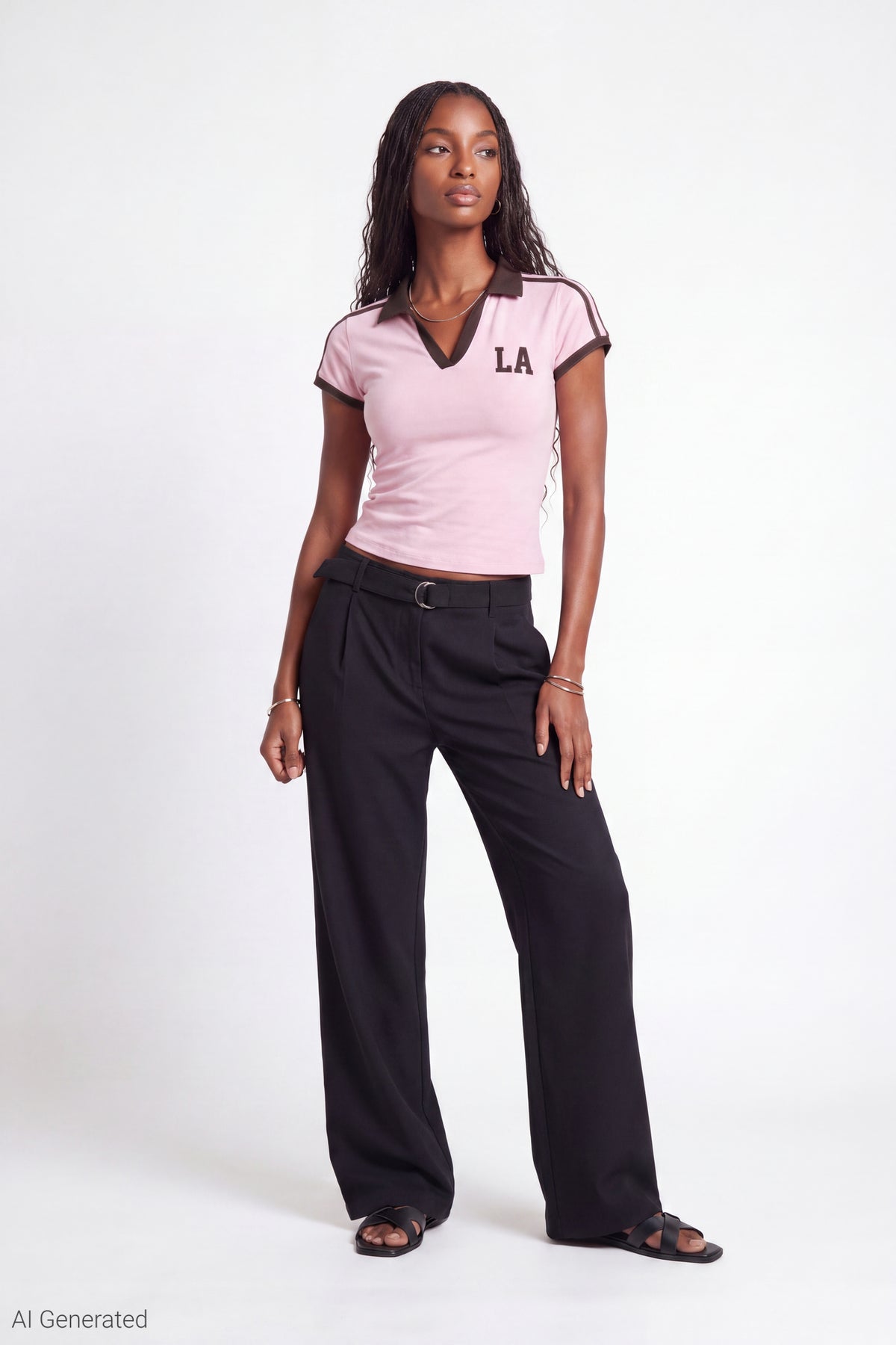 Alt View 2. Embroidered Johnny Collar Polo - Pink
