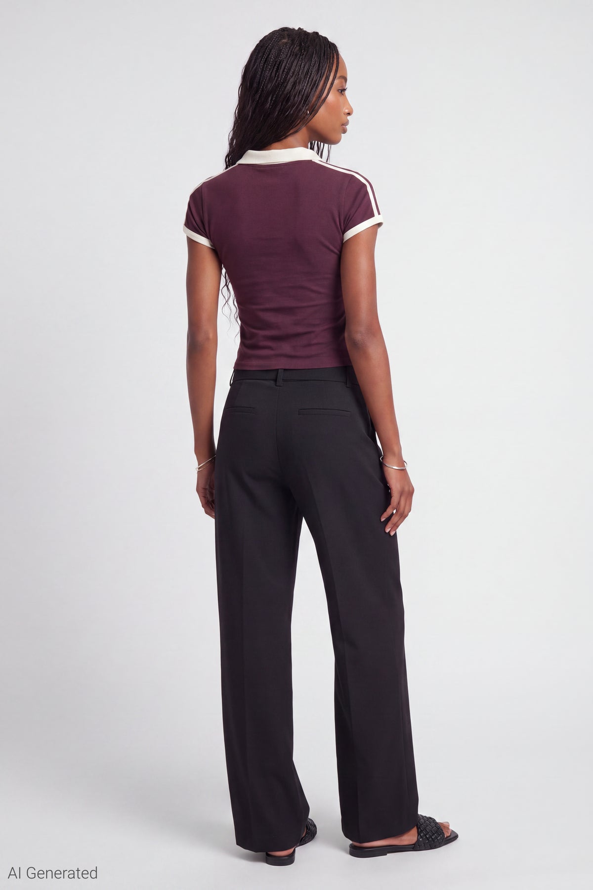 Alt View 3. Embroidered Johnny Collar Polo - Burgundy