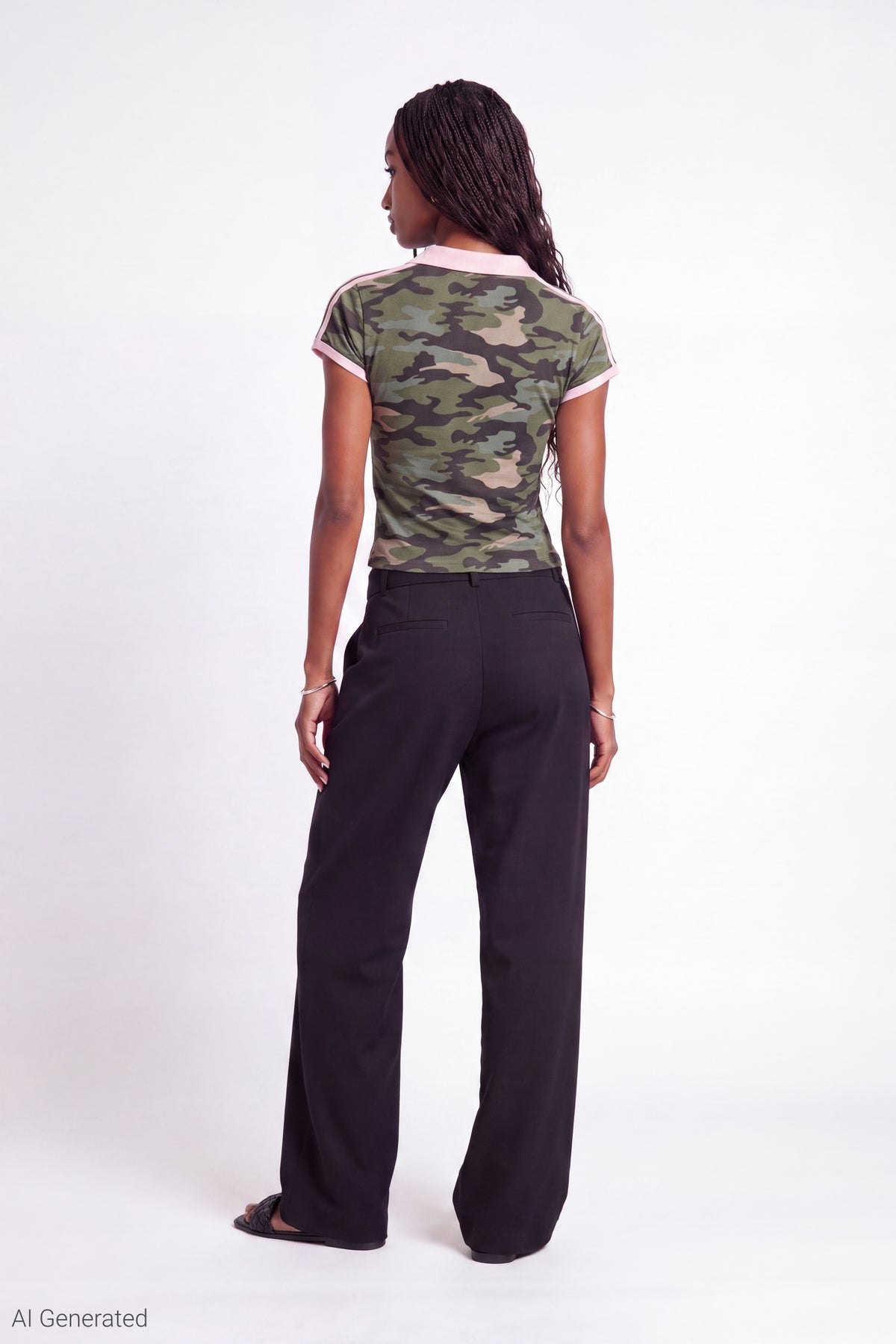 Alt View 3. Embroidered Johnny Collar Polo - Camouflage