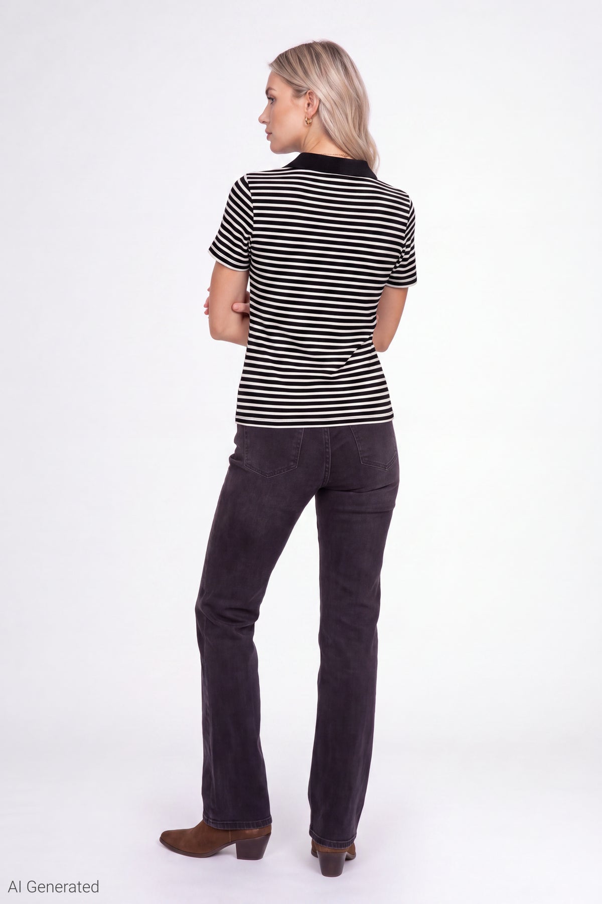 Alt View 3. Striped Polo - Black