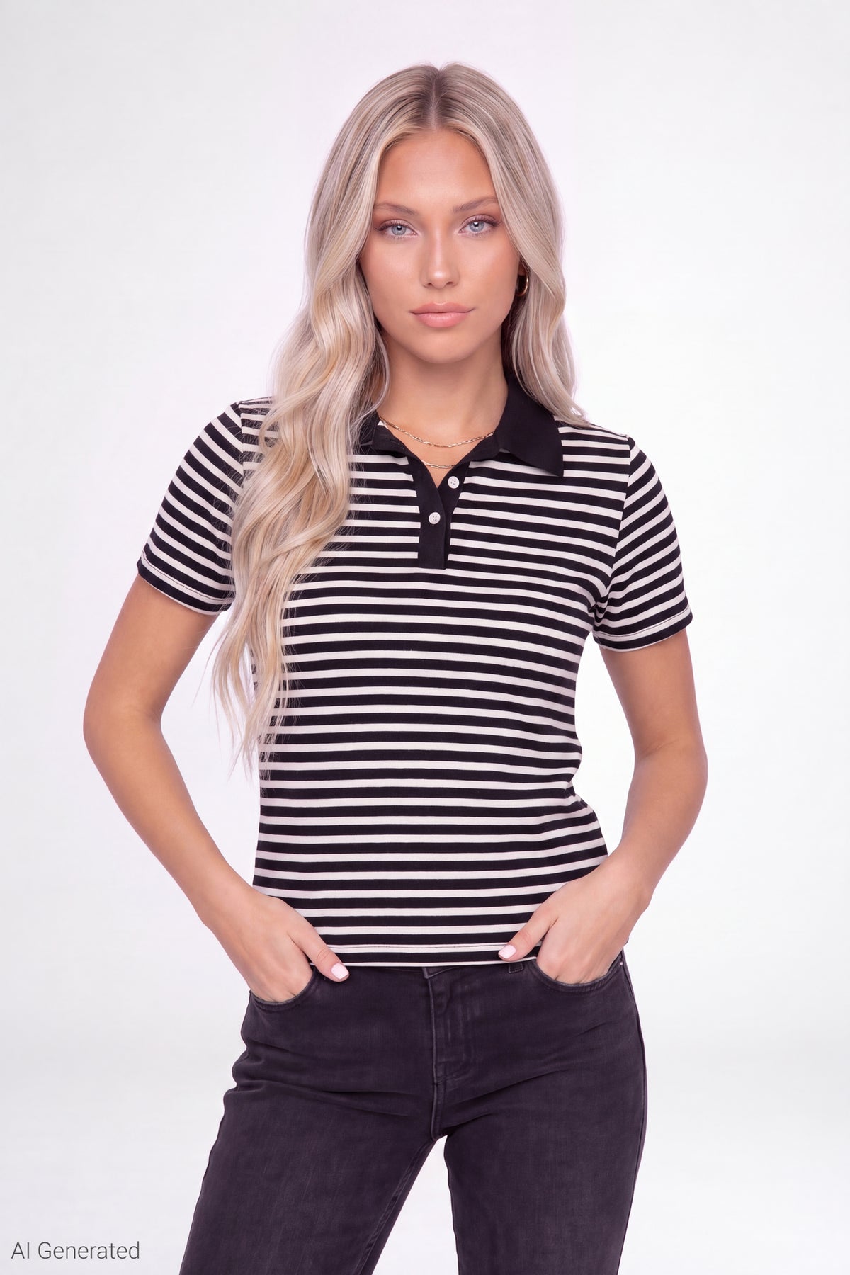 Striped Polo - Black