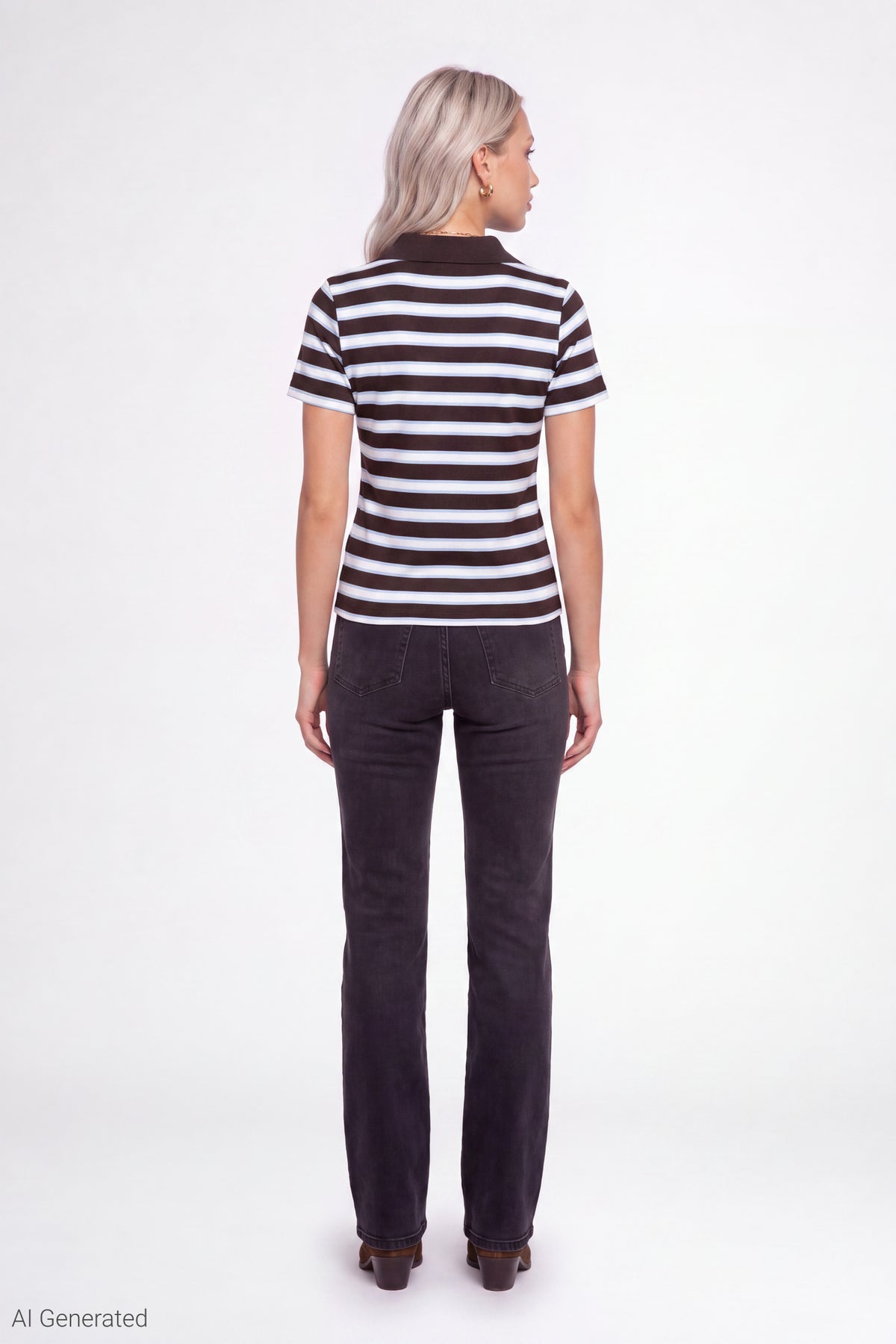 Alt View 3. Striped Polo - Brown