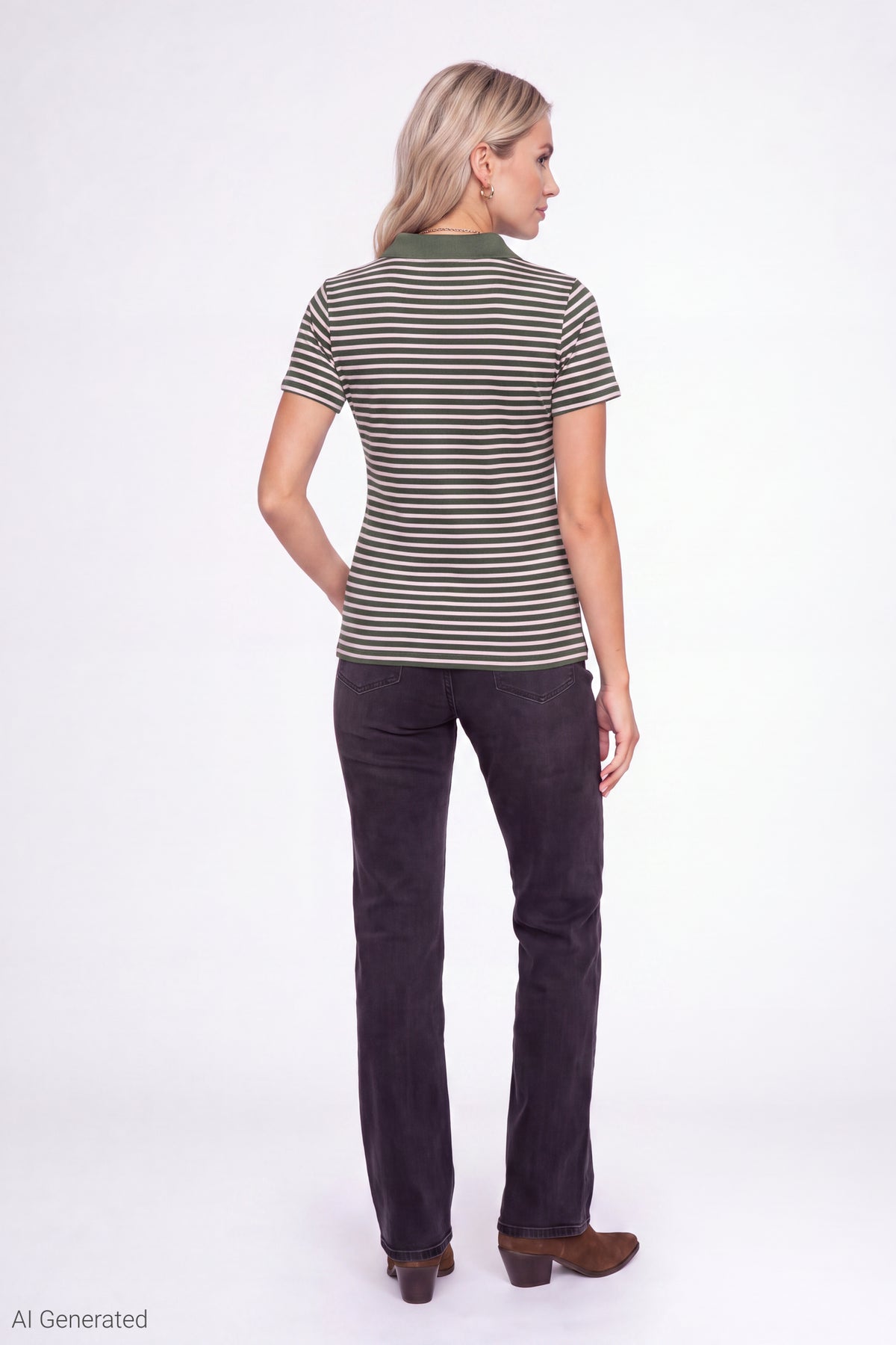 Alt View 3. Striped Polo - Dark Green