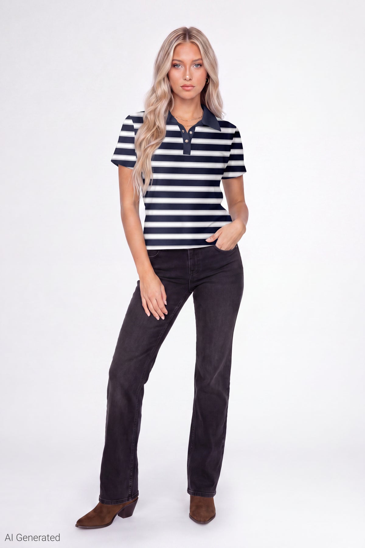 Alt View 2. Striped Polo - Navy