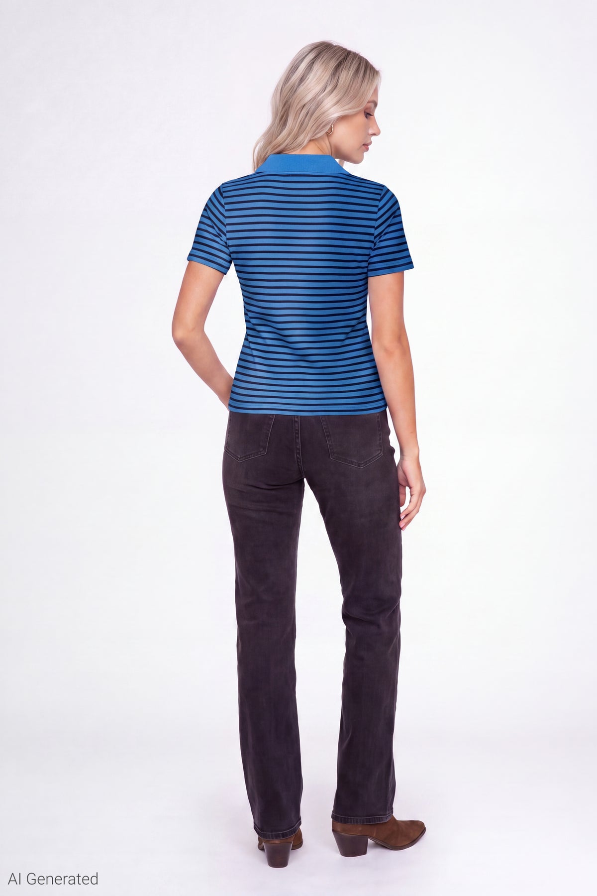 Alt View 3. Striped Polo - Royal Blue