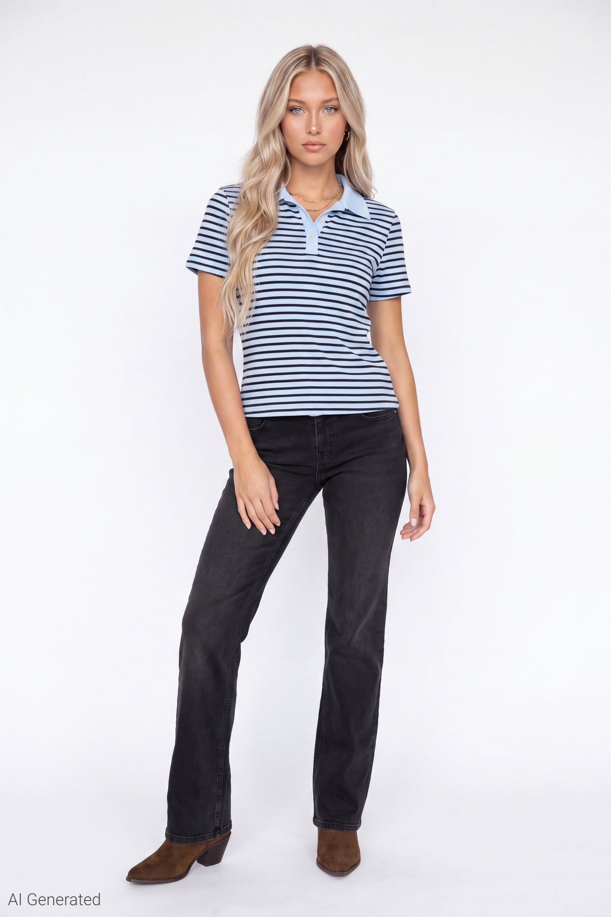 Alt View 2. Striped Polo - Baby Blue