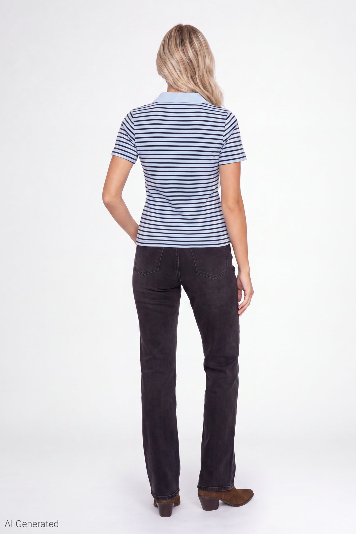 Alt View 3. Striped Polo - Baby Blue