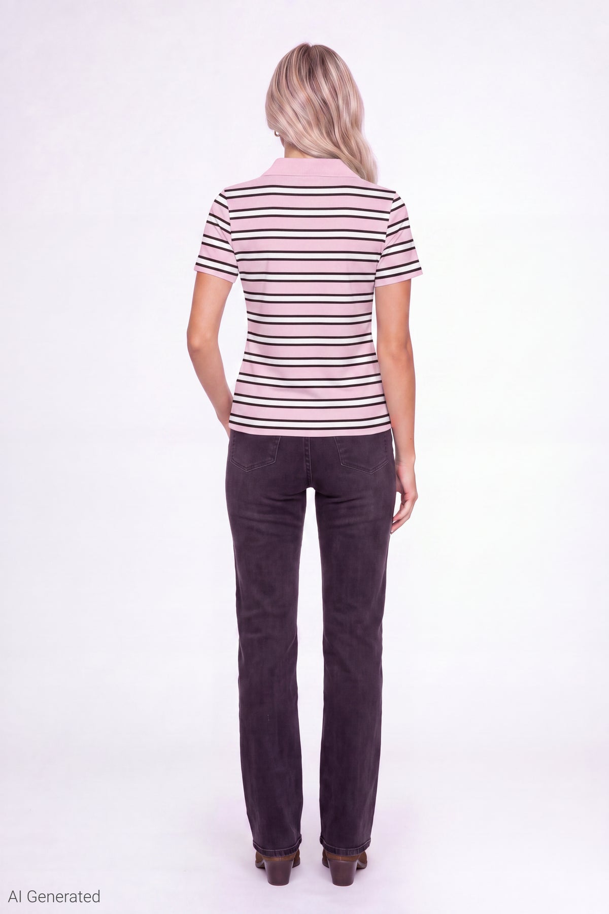Alt View 3. Striped Polo - Pink