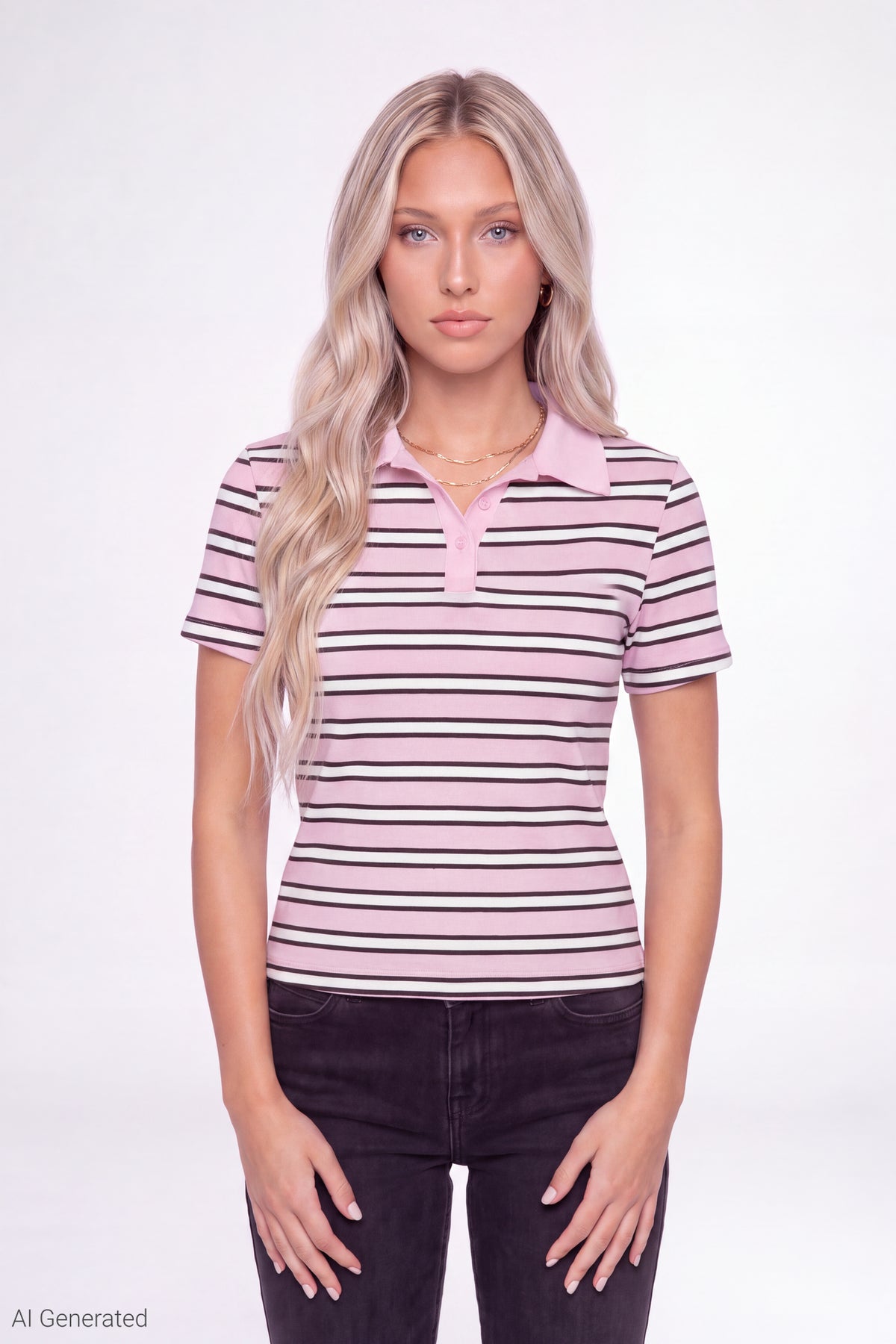 Striped Polo - Pink