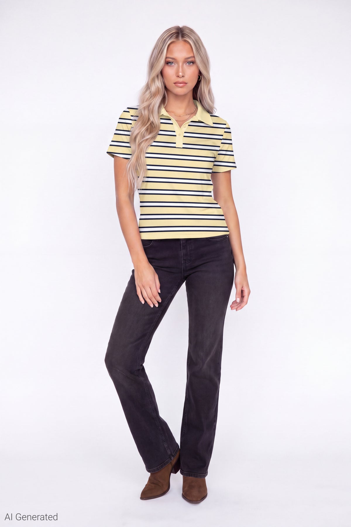 Alt View 2. Striped Polo - Yellow