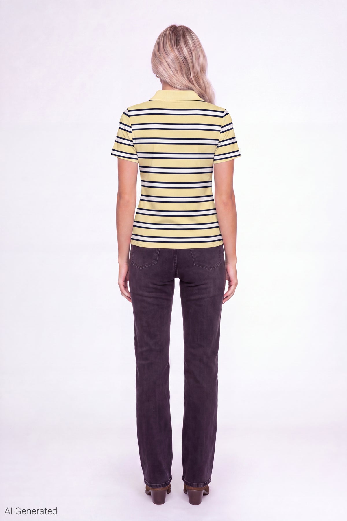 Alt View 3. Striped Polo - Yellow