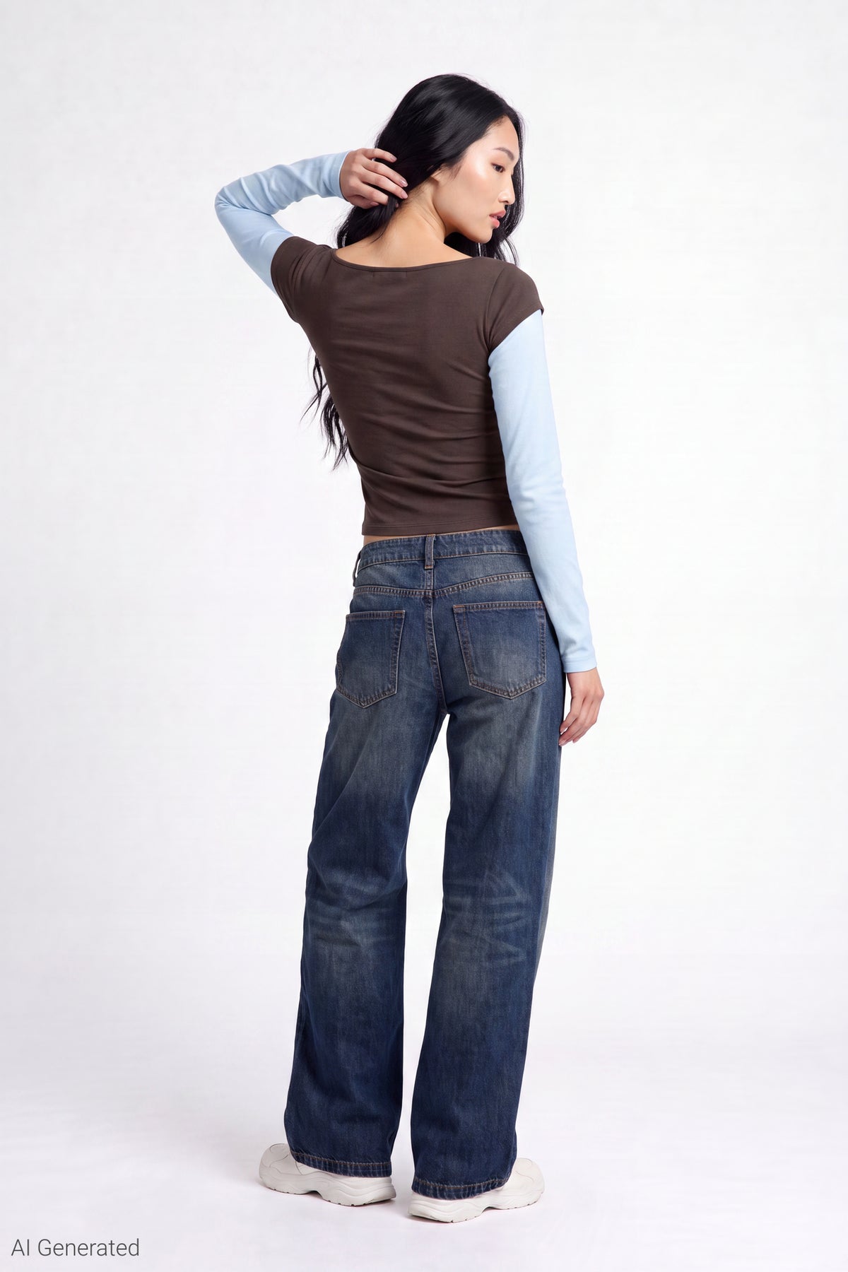 Alt View 3. Twofer Boatneck Long Sleeve Top - Brown