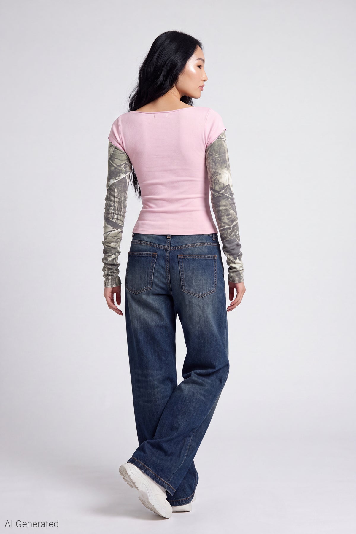 Alt View 3. Twofer Boatneck Long Sleeve Top - Pink