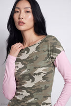 Twofer Boatneck Long Sleeve Top