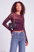 Lace Long Sleeve Fitted Top