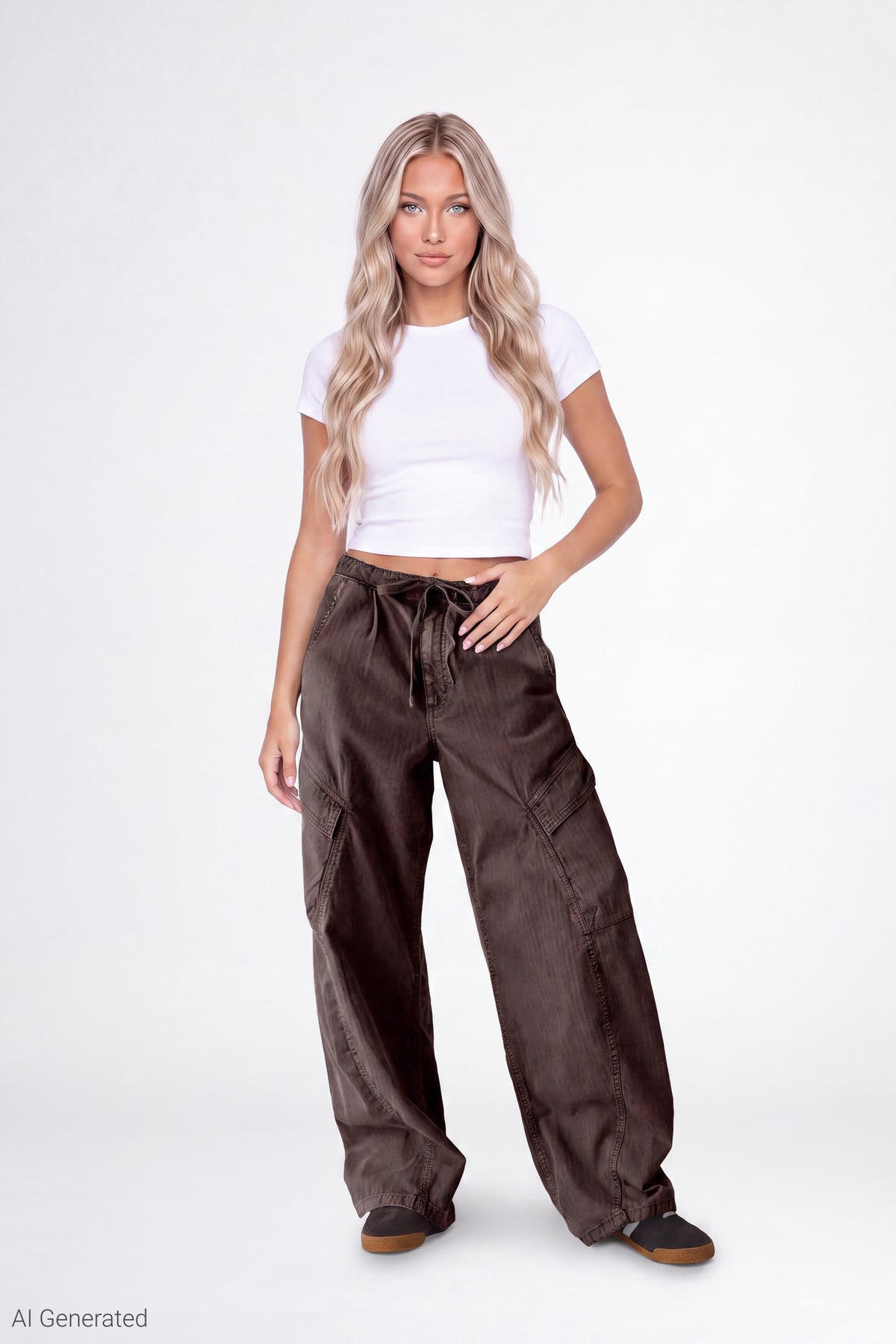 Barrel Leg Cargo Pant - Brown