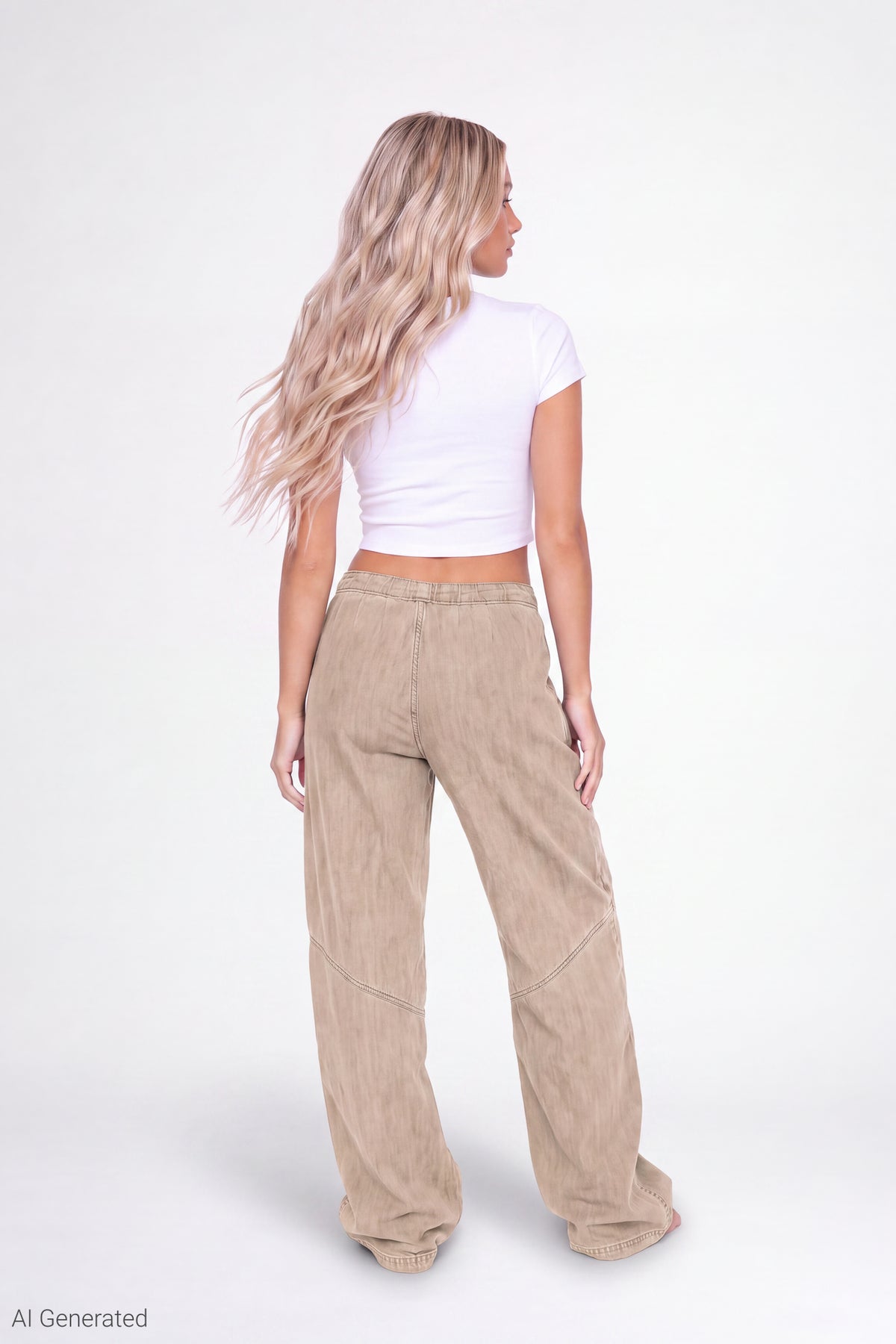 Alt View 2. Barrel Leg Cargo Pant - Beige
