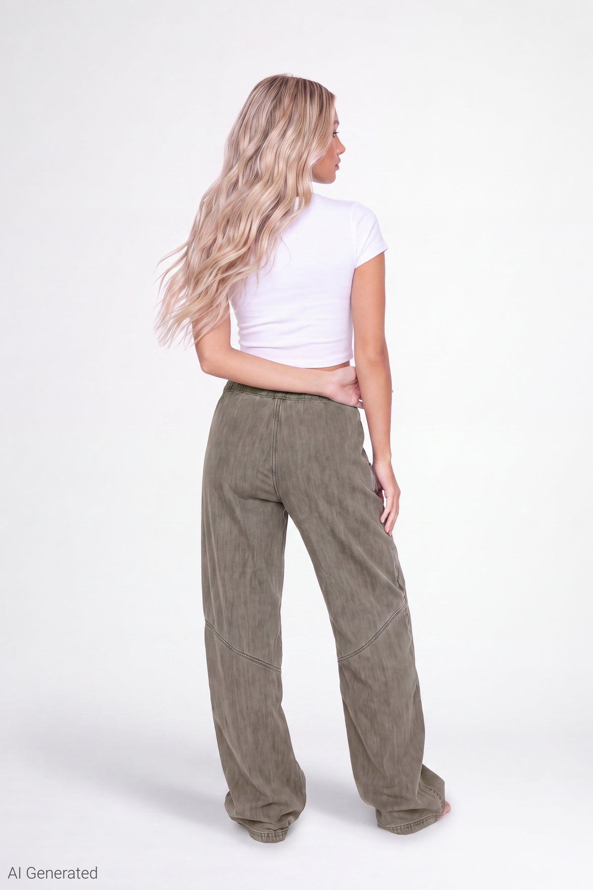 Alt View 2. Barrel Leg Cargo Pant - Dark Green