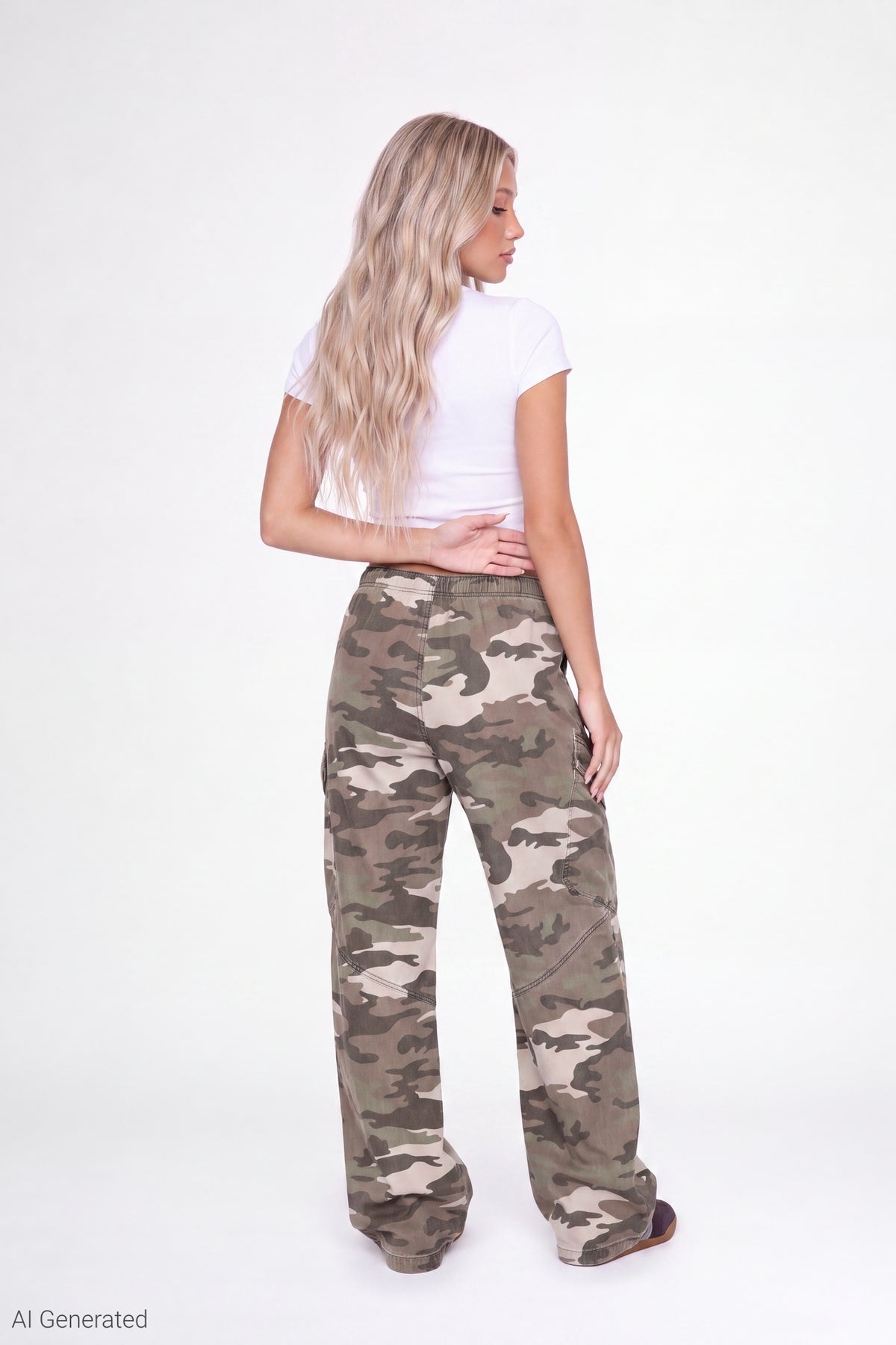 Alt View 2. Barrel Leg Cargo Pant - Camouflage