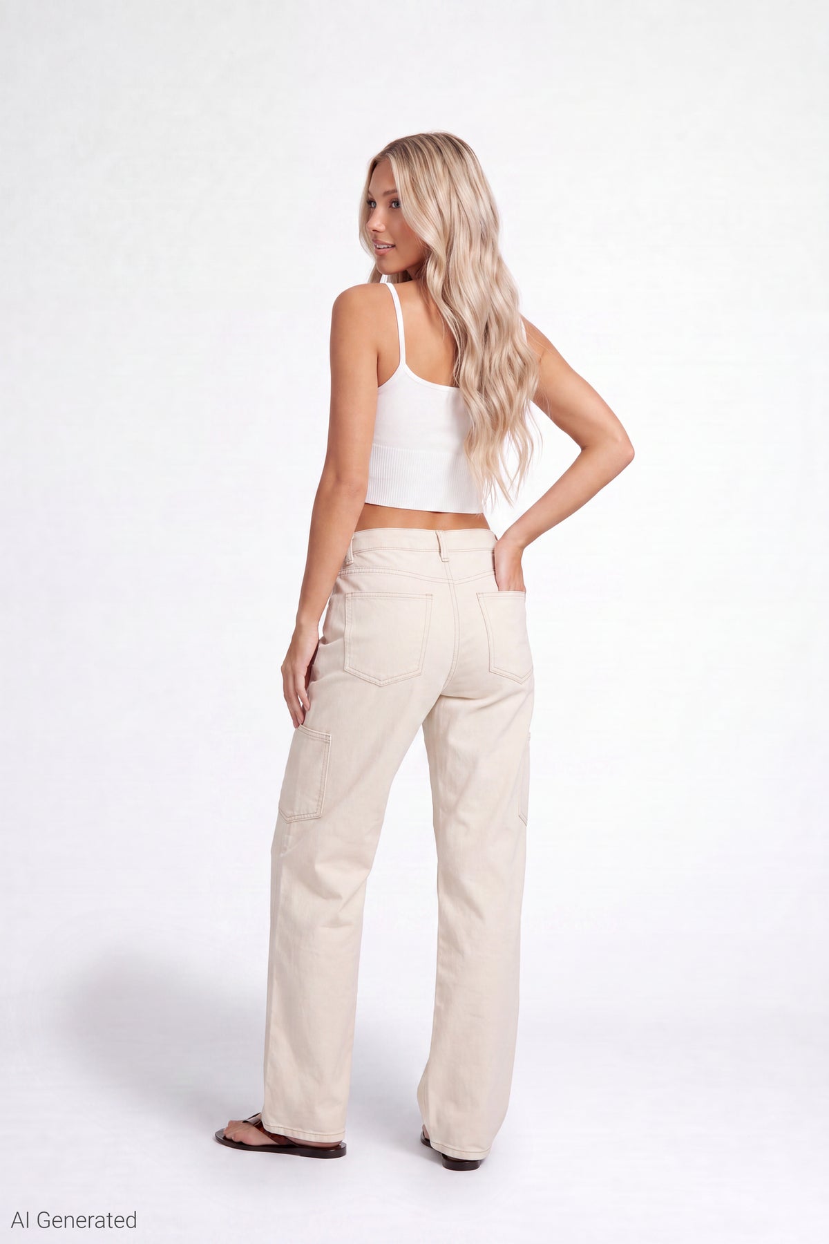 Alt View 2. Barrel Leg Pant - White