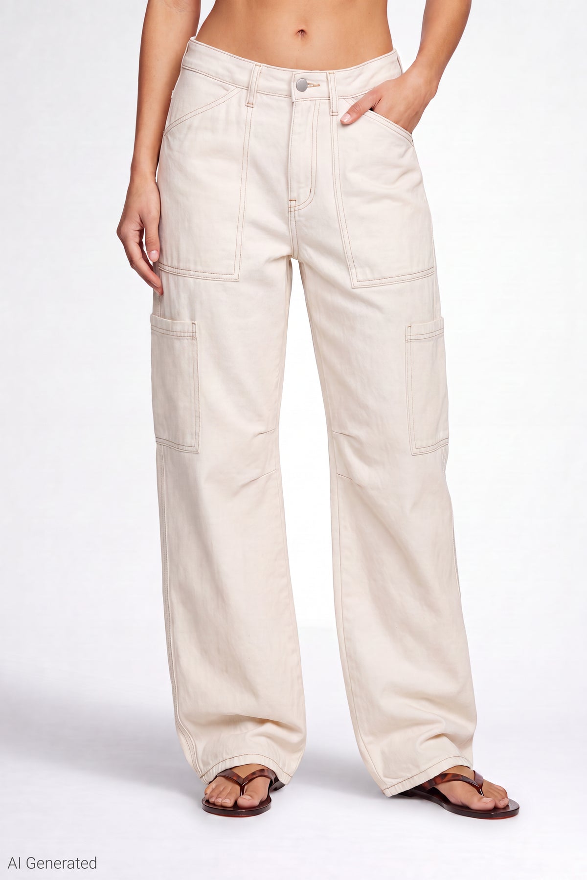 Alt View 3. Barrel Leg Pant - White