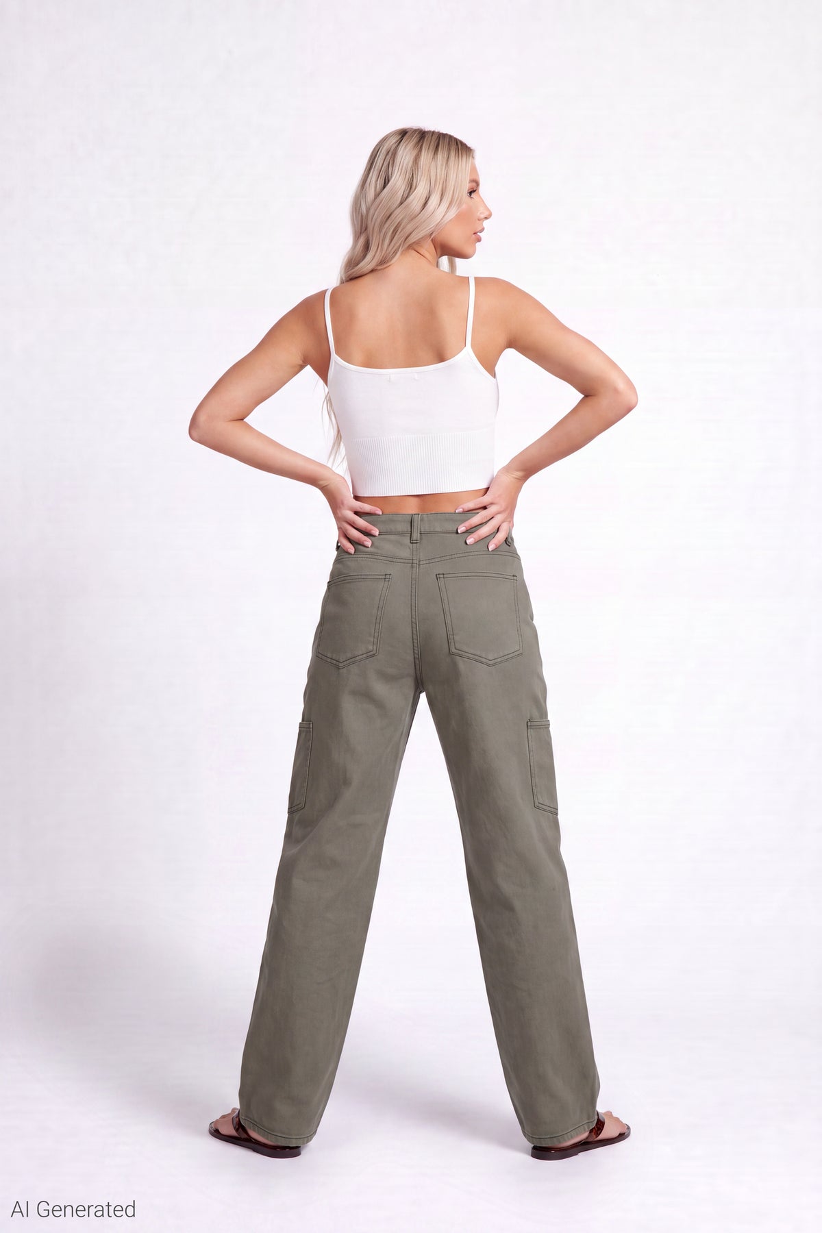 Alt View 2. Barrel Leg Pant - Dark Green